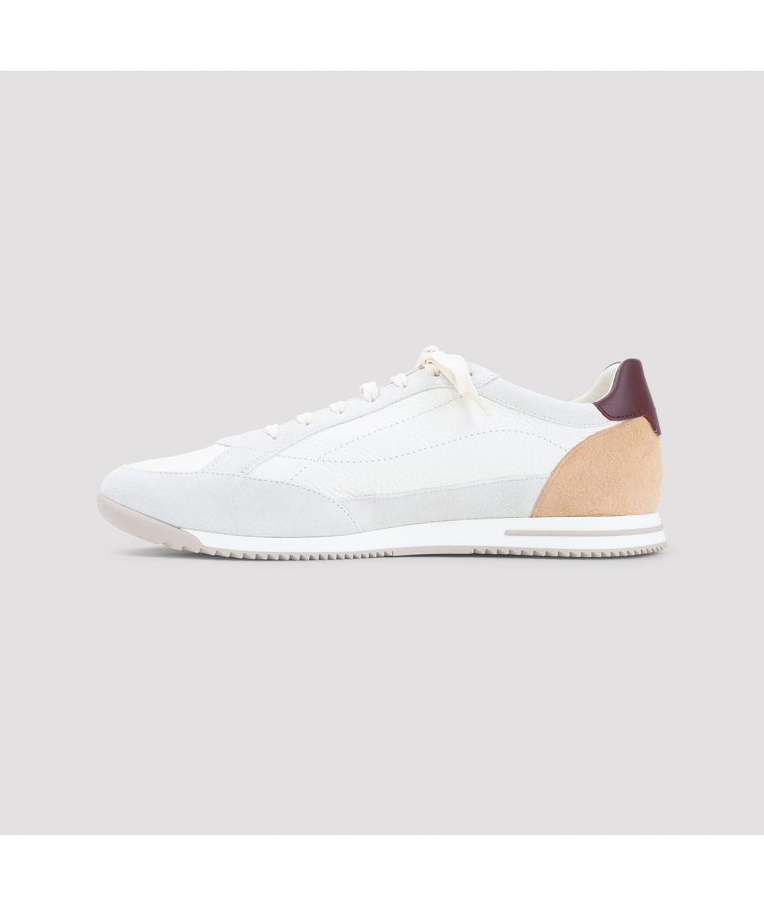 BRUNELLO CUCINELLI Белые кожаные низкие кроссовки / кеды, фото 3