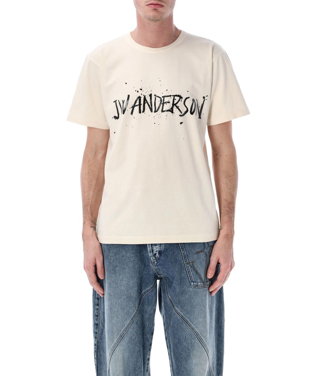 J.W.ANDERSON Бежевая хлопковая футболка, фото 4