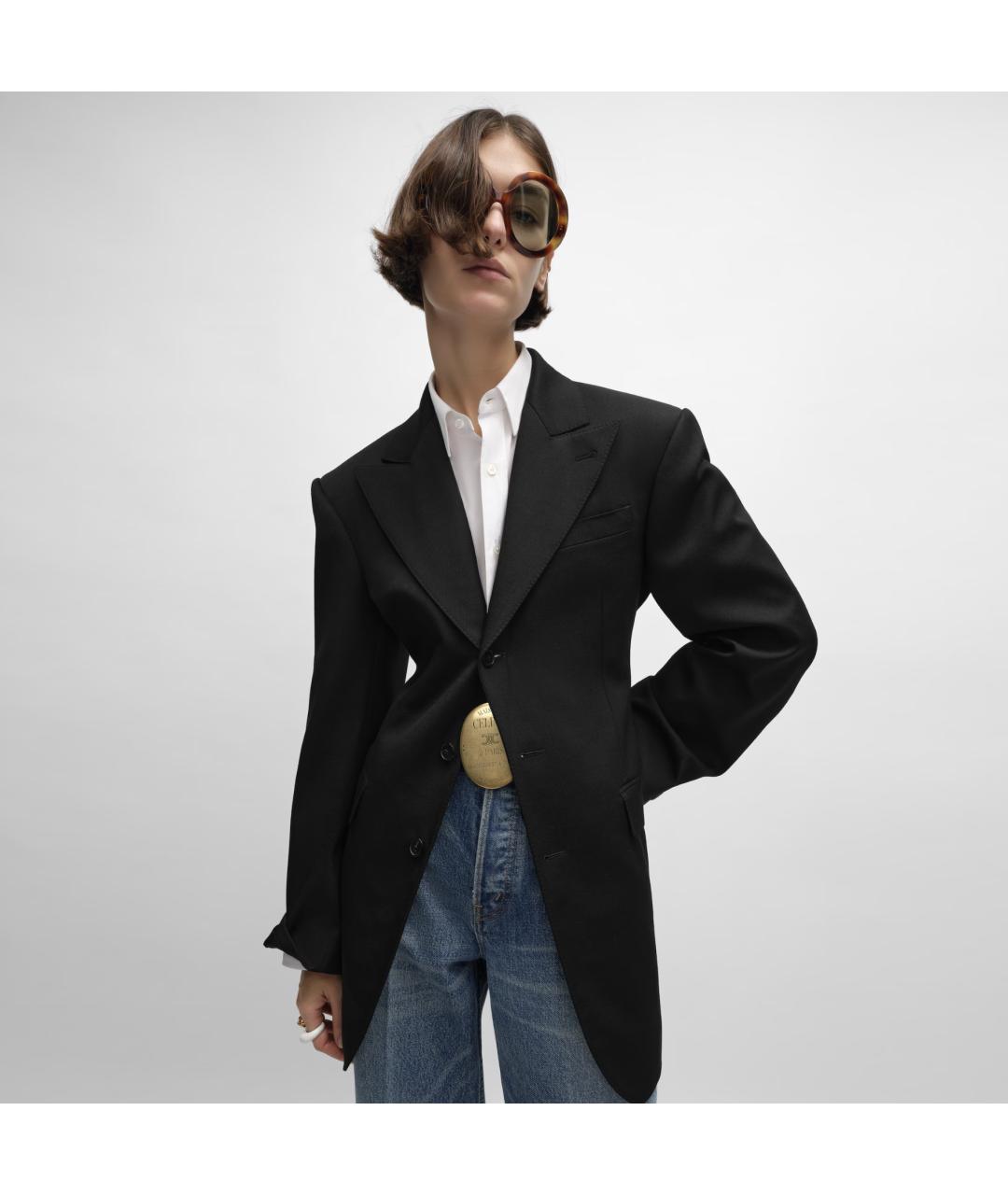 CELINE Черный шерстяной жакет/пиджак, фото 3