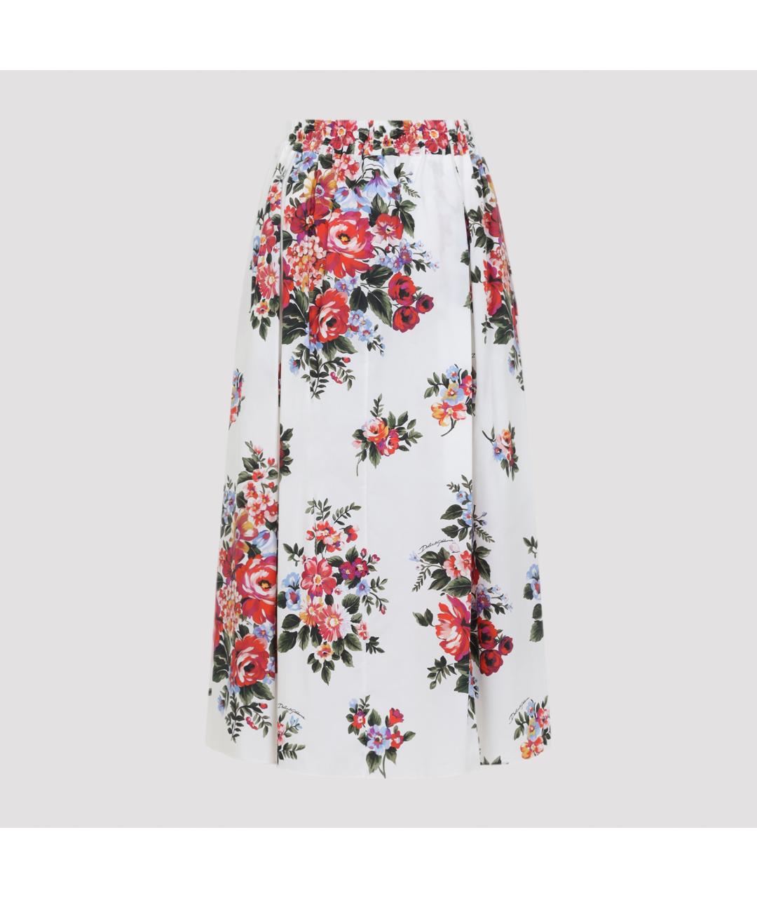 DOLCE&GABBANA Белая хлопковая юбка миди, фото 3