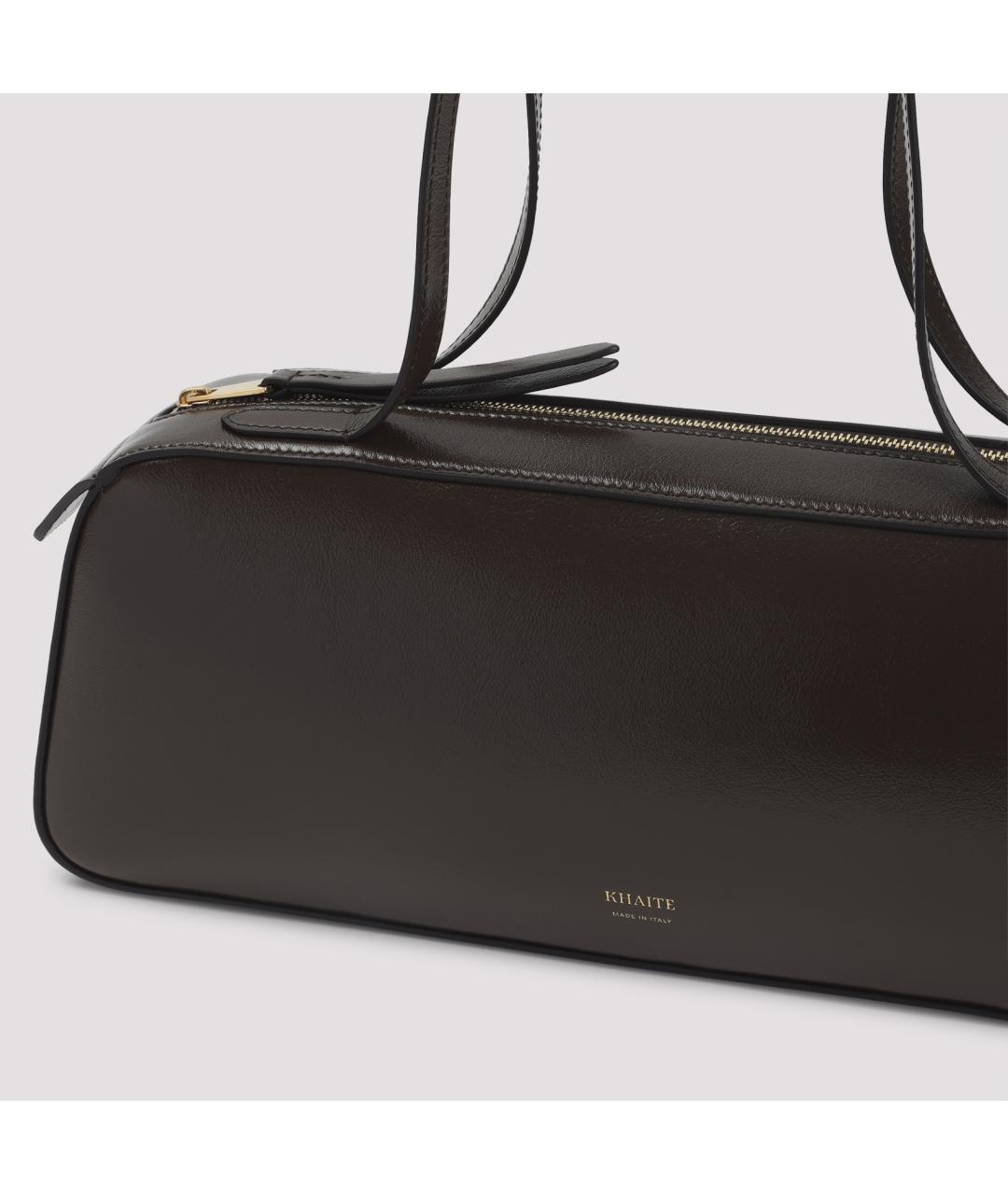 KHAITE Коричневая кожаная сумка с короткими ручками, фото 4