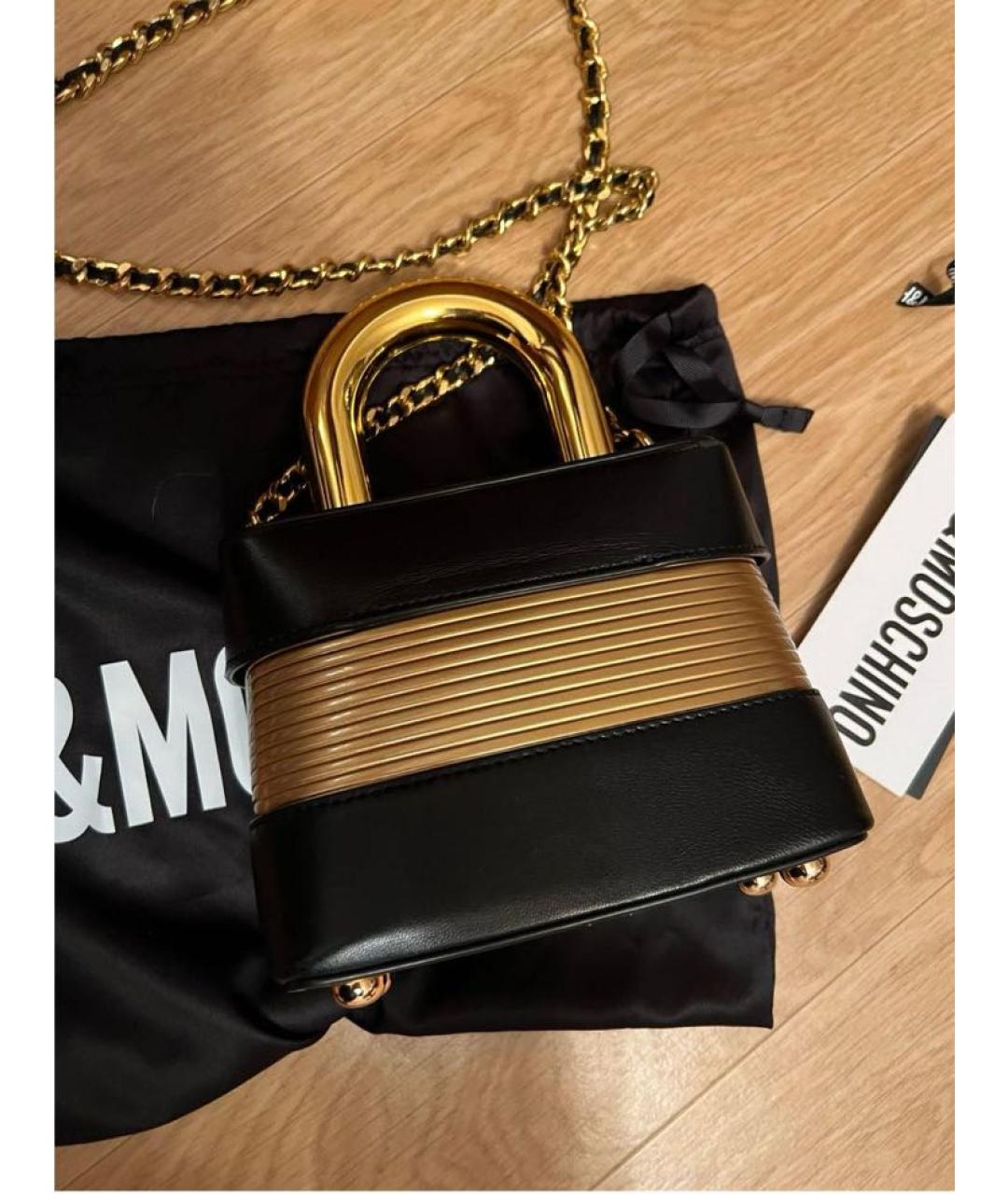 MOSCHINO Черная кожаная сумка через плечо, фото 3