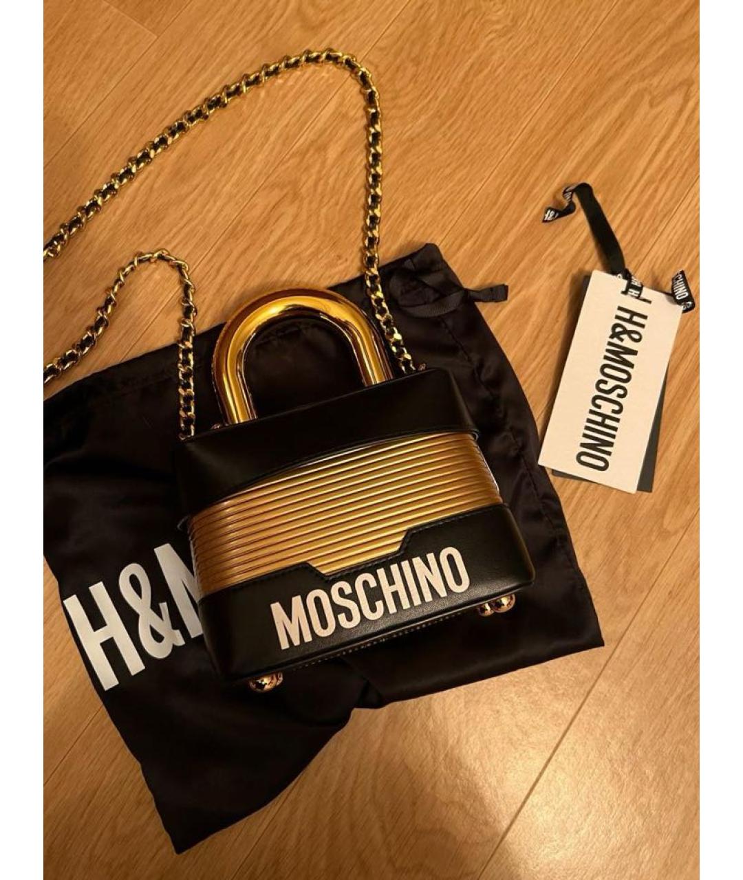 MOSCHINO Черная кожаная сумка через плечо, фото 2