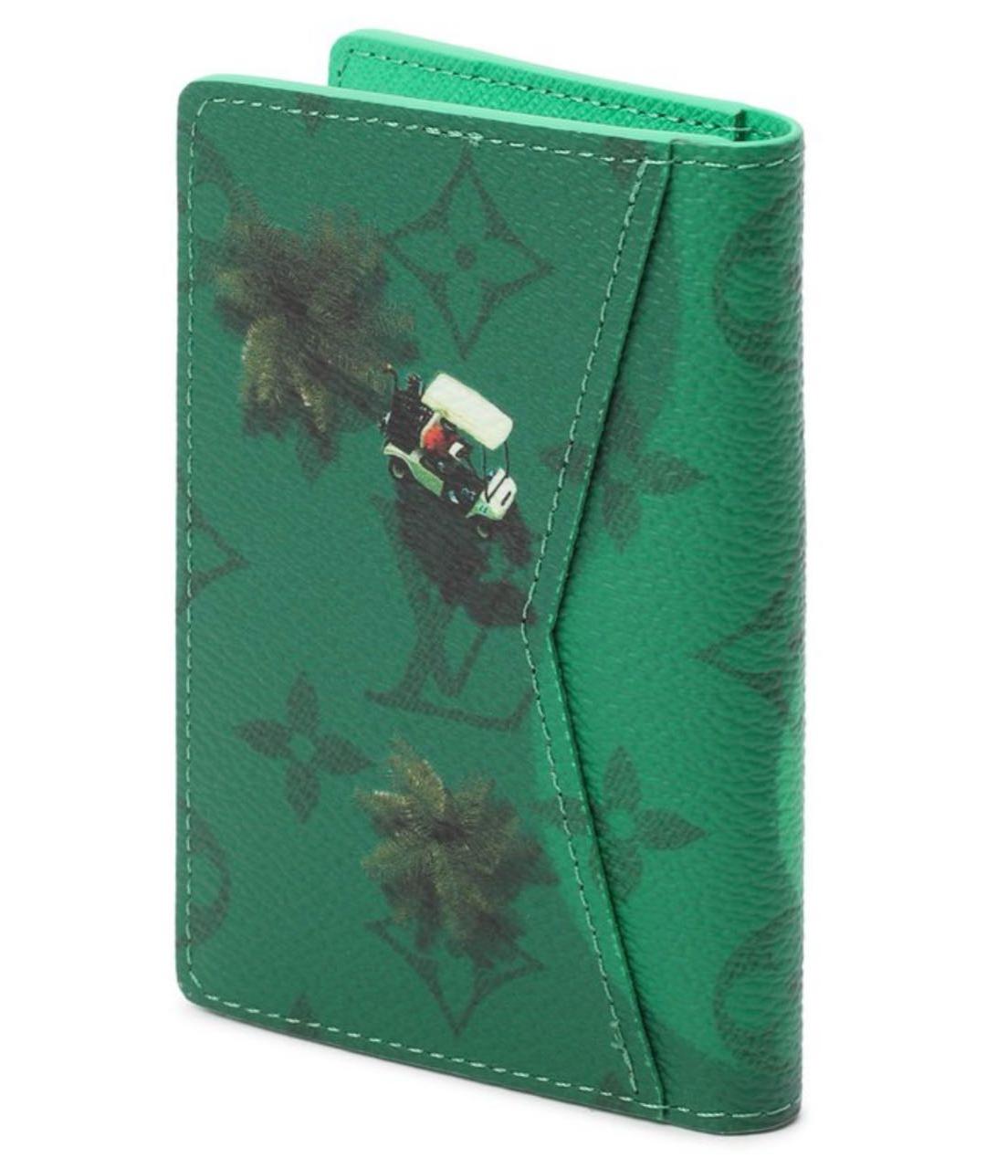 LOUIS VUITTON Зеленый кожаный кардхолдер, фото 3