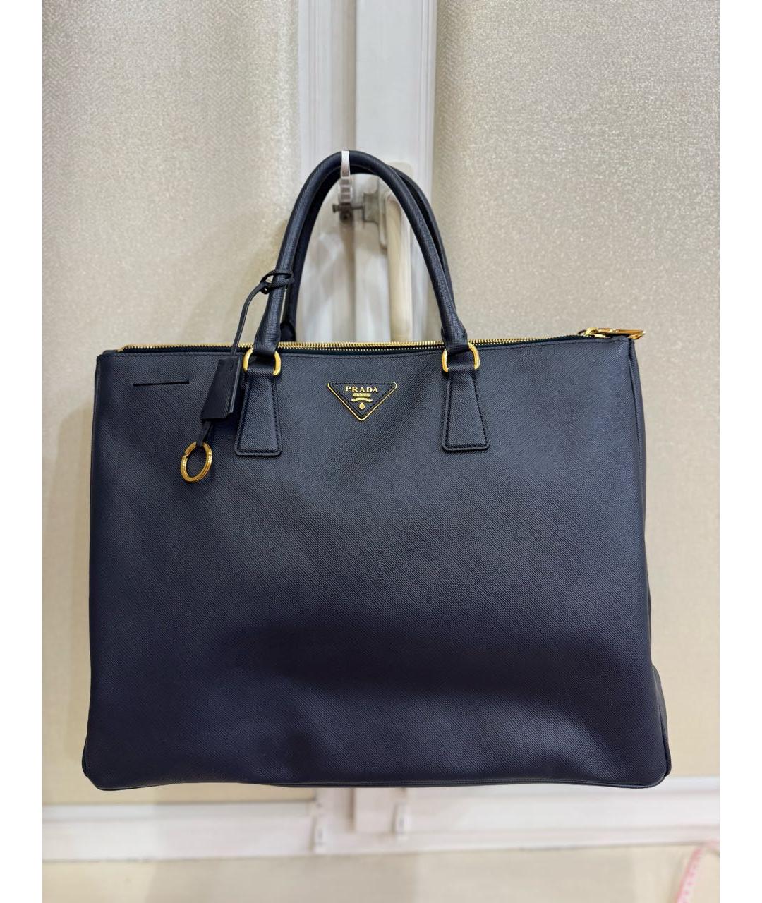 PRADA Темно-синяя кожаная сумка с короткими ручками, фото 8