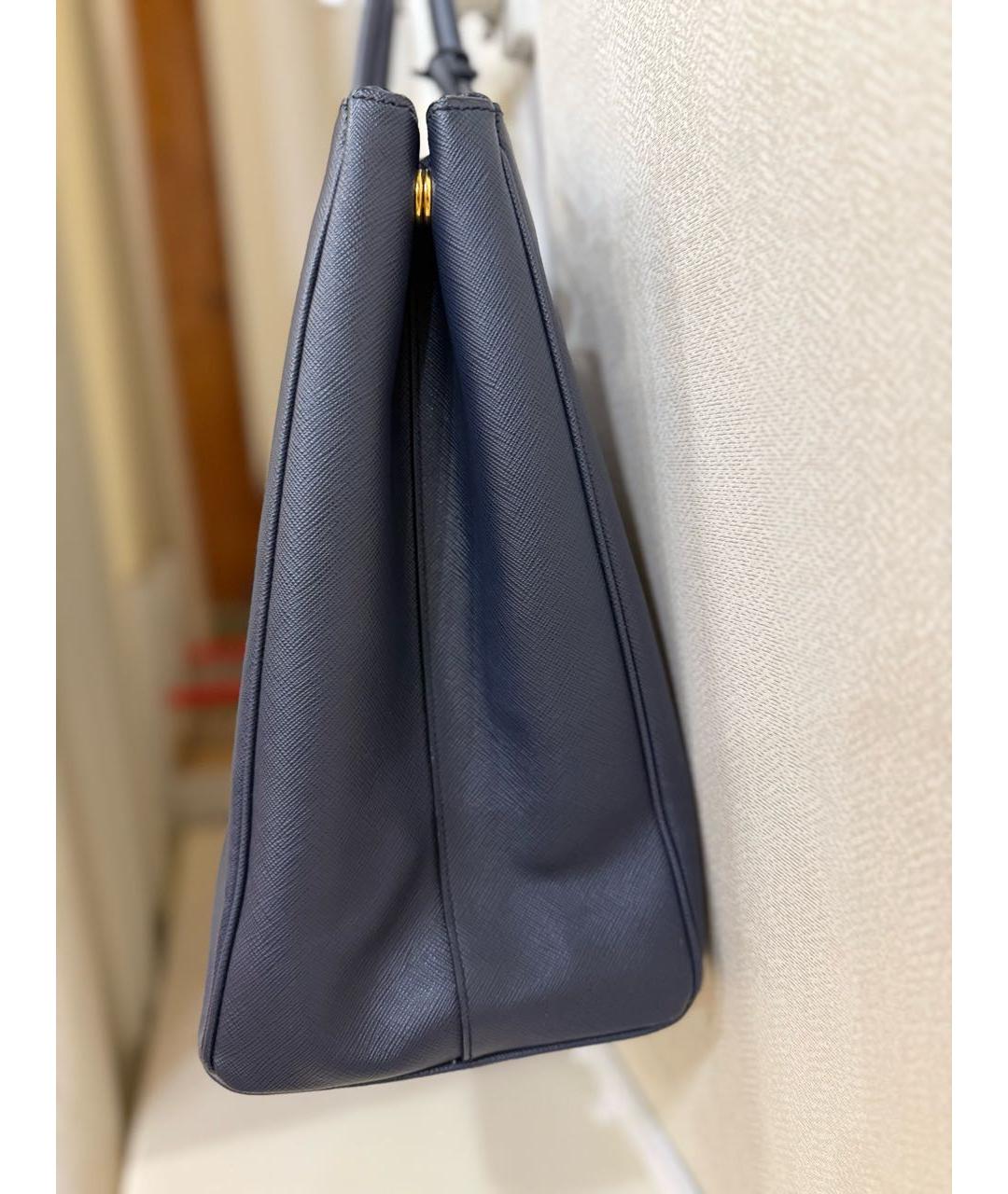 PRADA Темно-синяя кожаная сумка с короткими ручками, фото 2