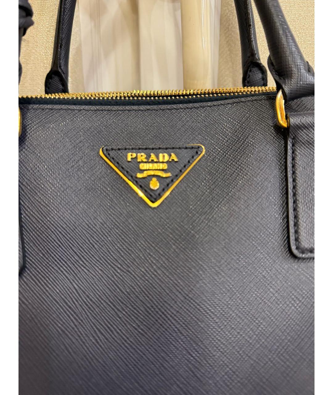 PRADA Темно-синяя кожаная сумка с короткими ручками, фото 6