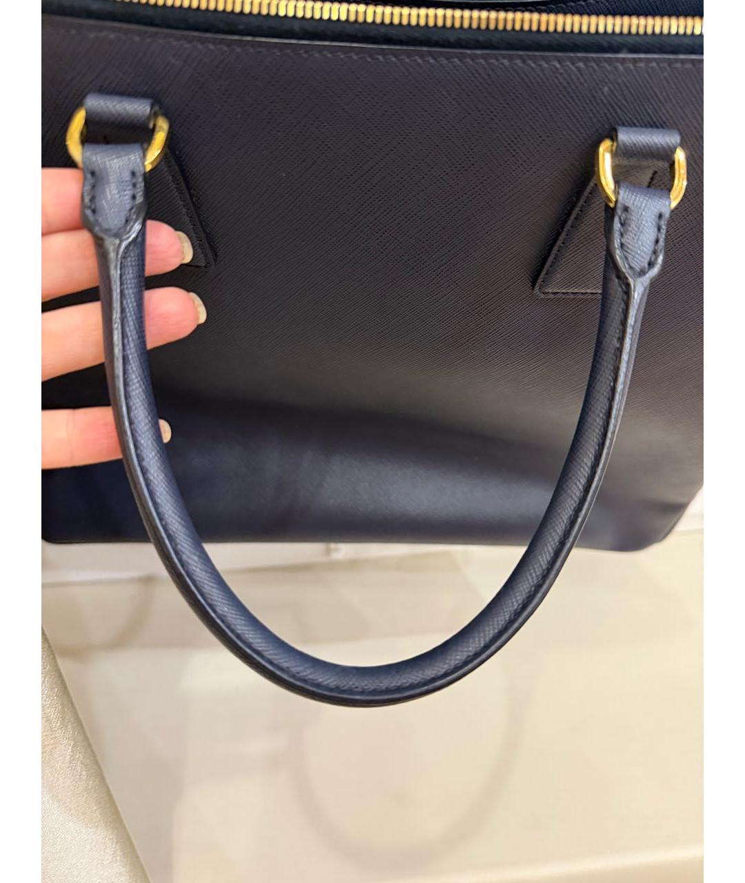 PRADA Темно-синяя кожаная сумка с короткими ручками, фото 7