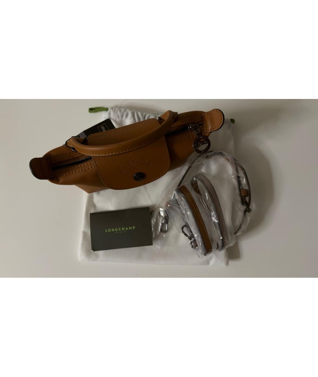 LONGCHAMP Коричневая кожаная сумка через плечо, фото 5