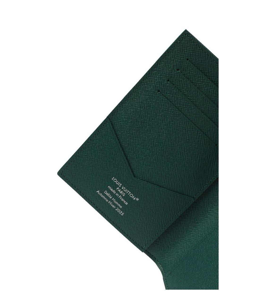 LOUIS VUITTON Зеленый кожаный кошелек, фото 4
