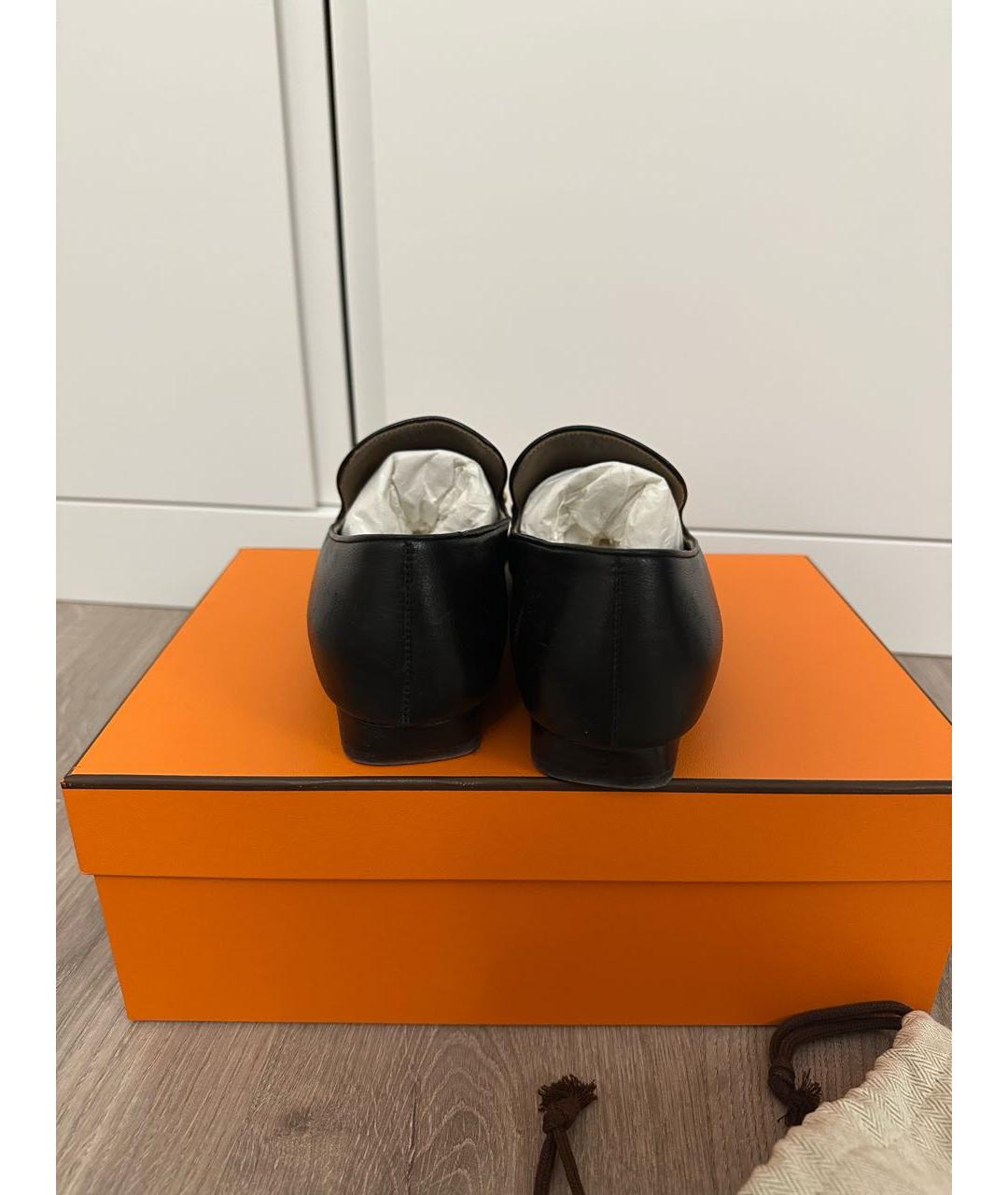 HERMES Черные кожаные лоферы, фото 4