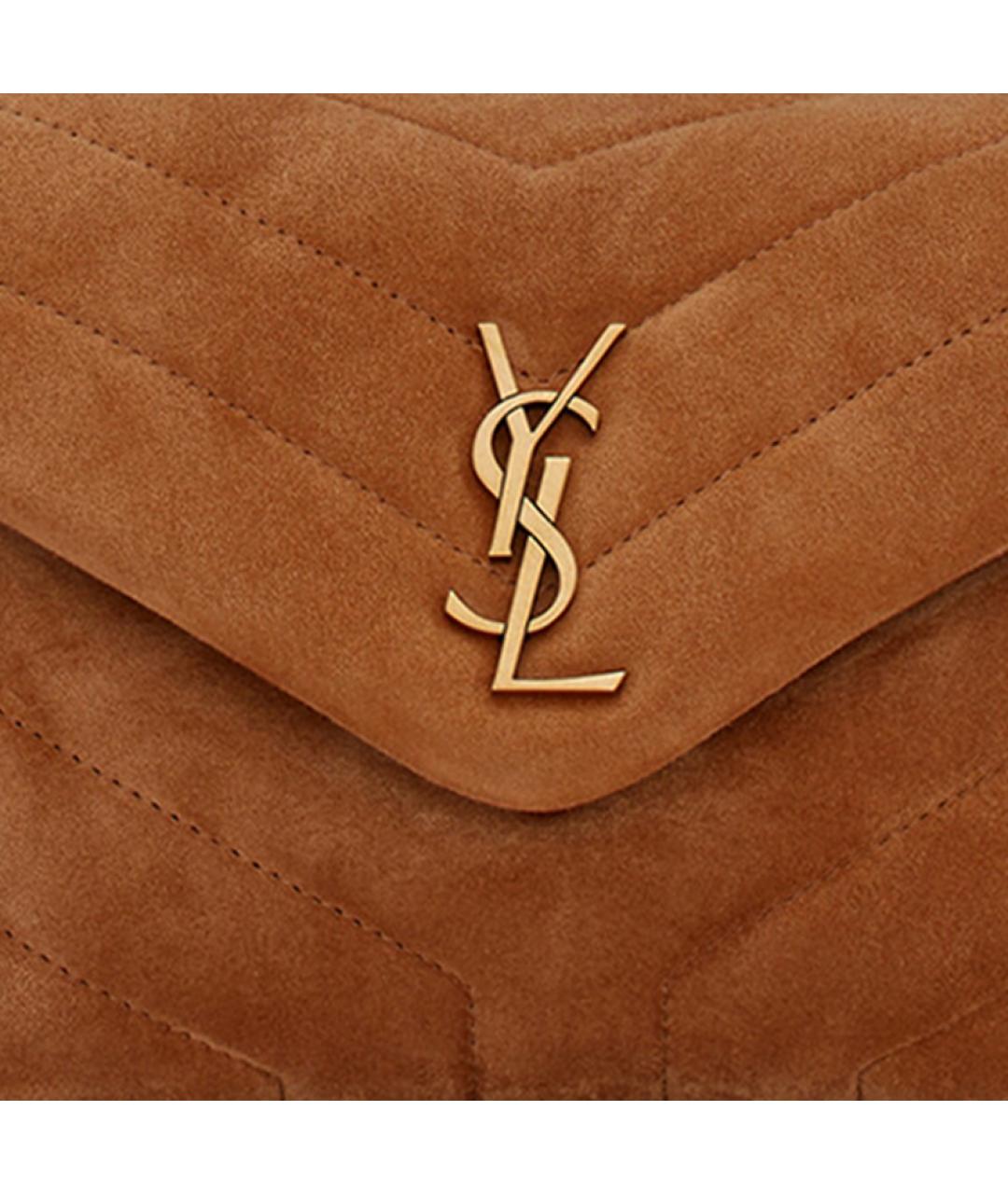 SAINT LAURENT Коричневая замшевая сумка через плечо, фото 5
