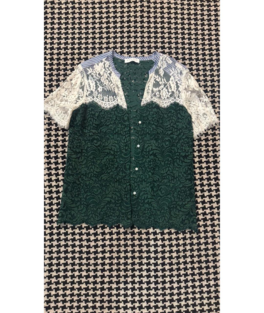 SANDRO Зеленая кружевная блузы, фото 2