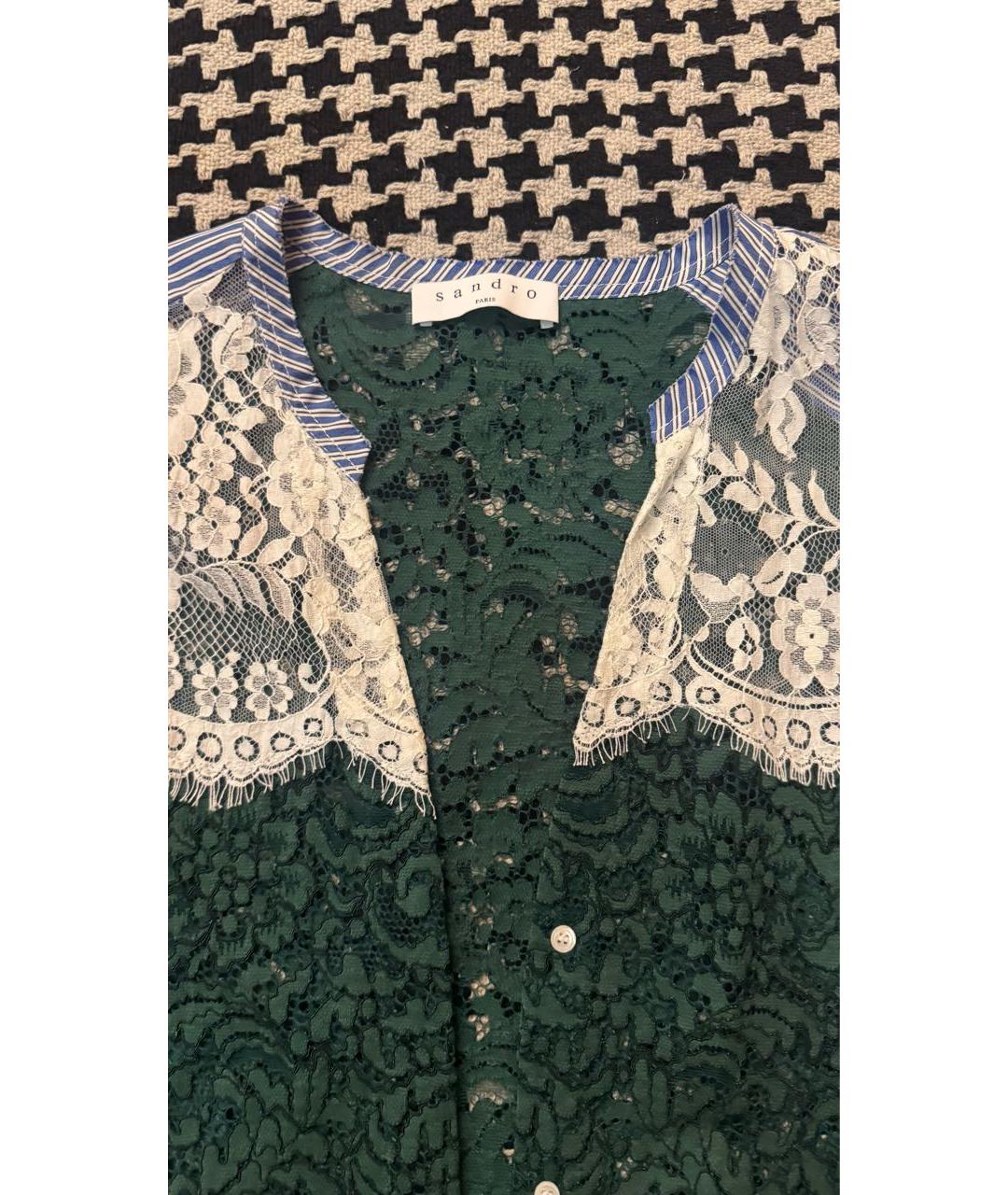 SANDRO Зеленая кружевная блузы, фото 4