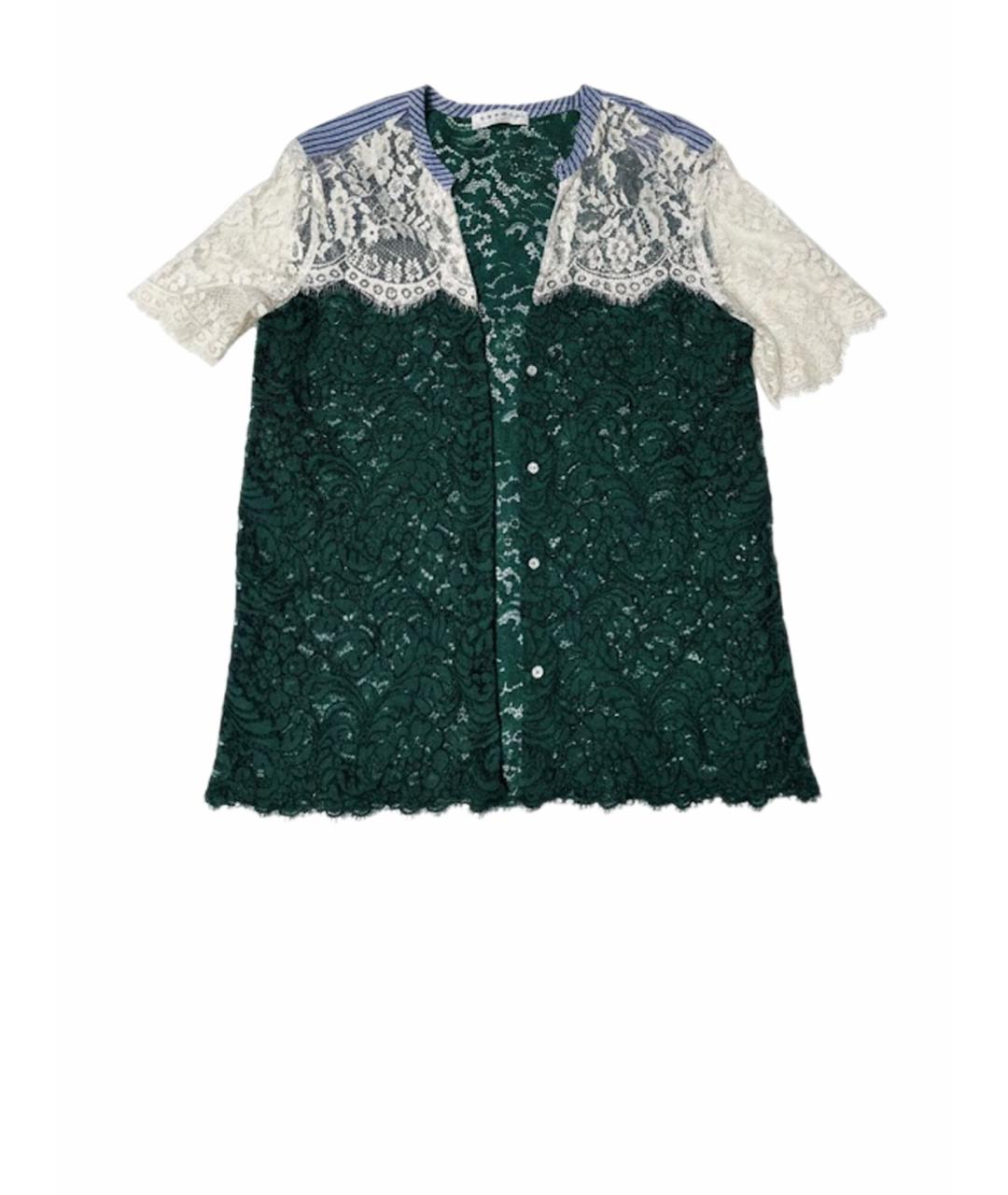 SANDRO Зеленая кружевная блузы, фото 1