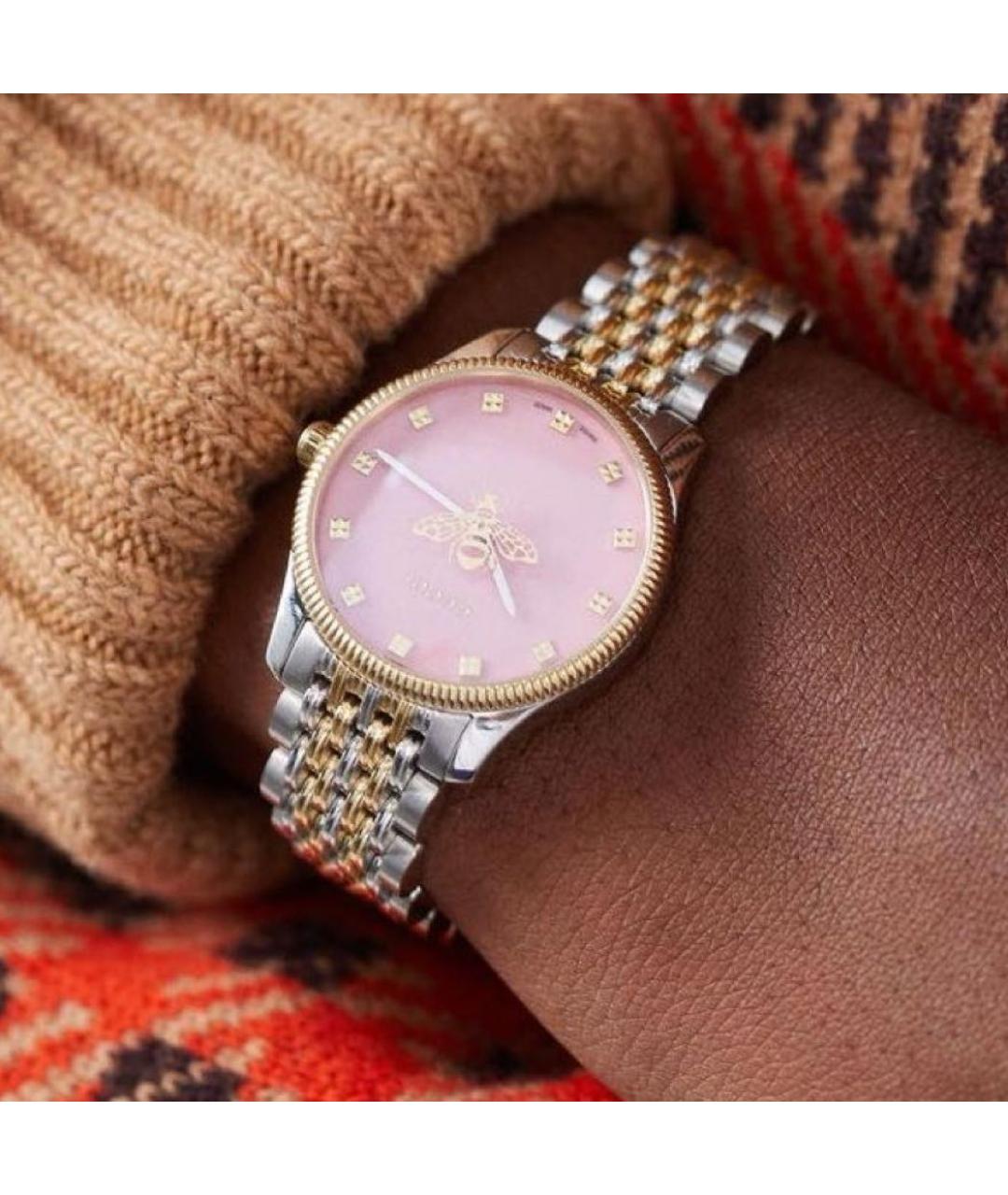 GUCCI Розовые стальные часы, фото 5
