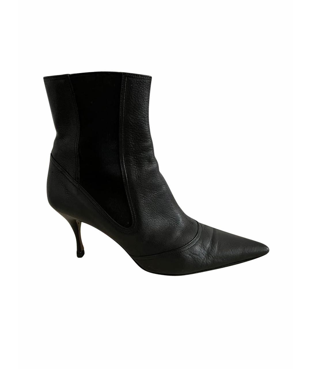 DOLCE&GABBANA Черные кожаные ботинки, фото 1