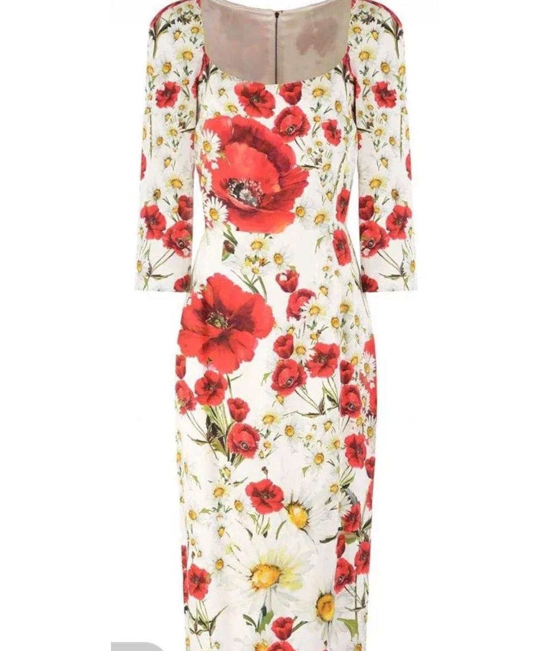 DOLCE&GABBANA Белое шелковое коктейльное платье, фото 4