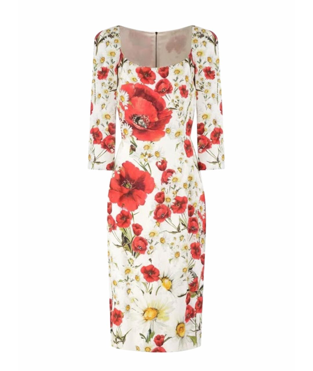 DOLCE&GABBANA Белое шелковое коктейльное платье, фото 1