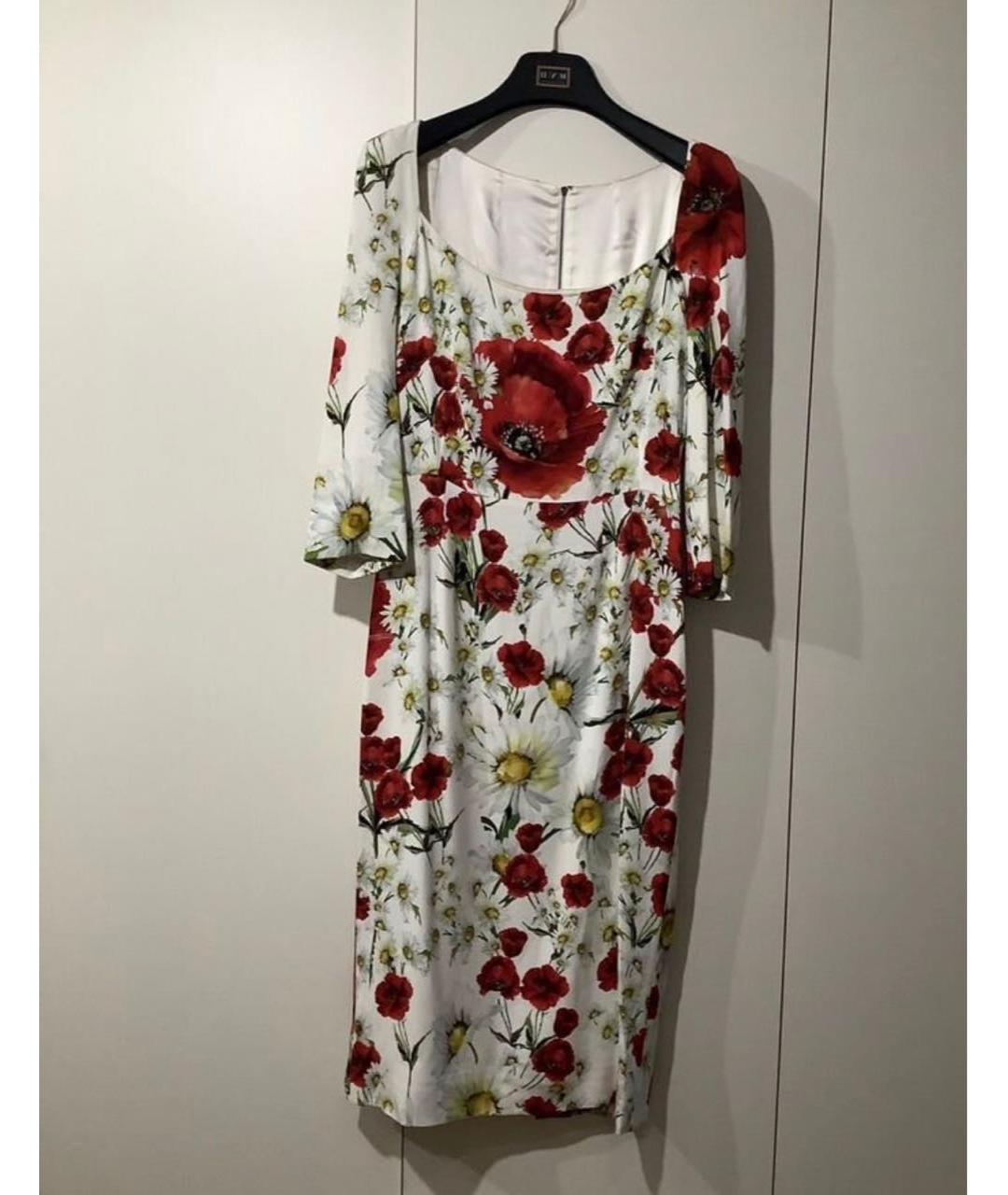 DOLCE&GABBANA Белое шелковое коктейльное платье, фото 2