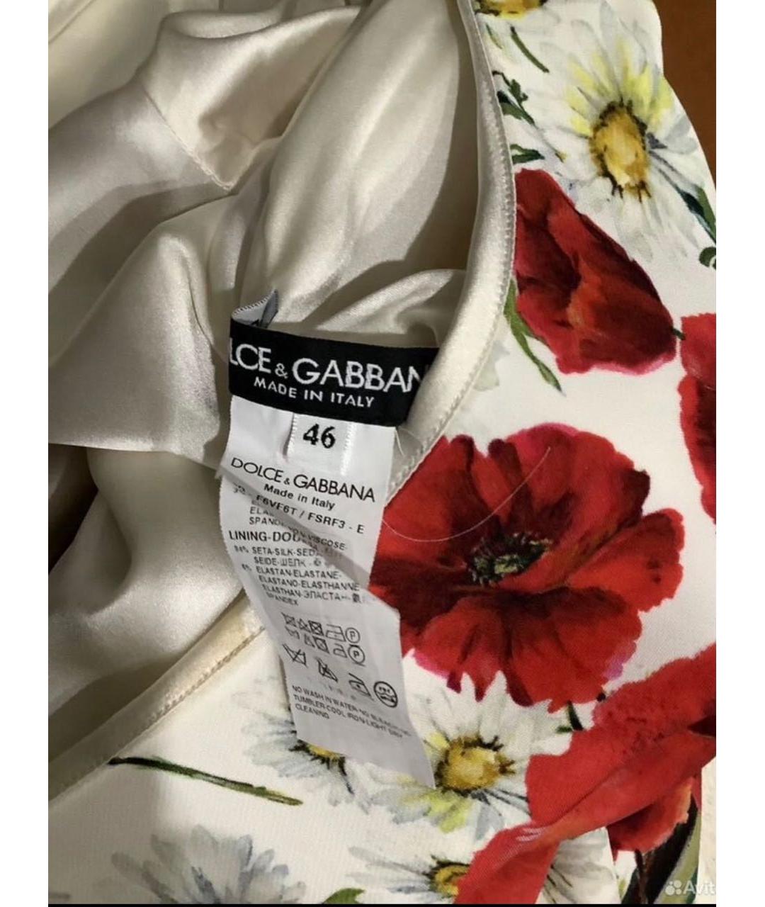 DOLCE&GABBANA Белое шелковое коктейльное платье, фото 3