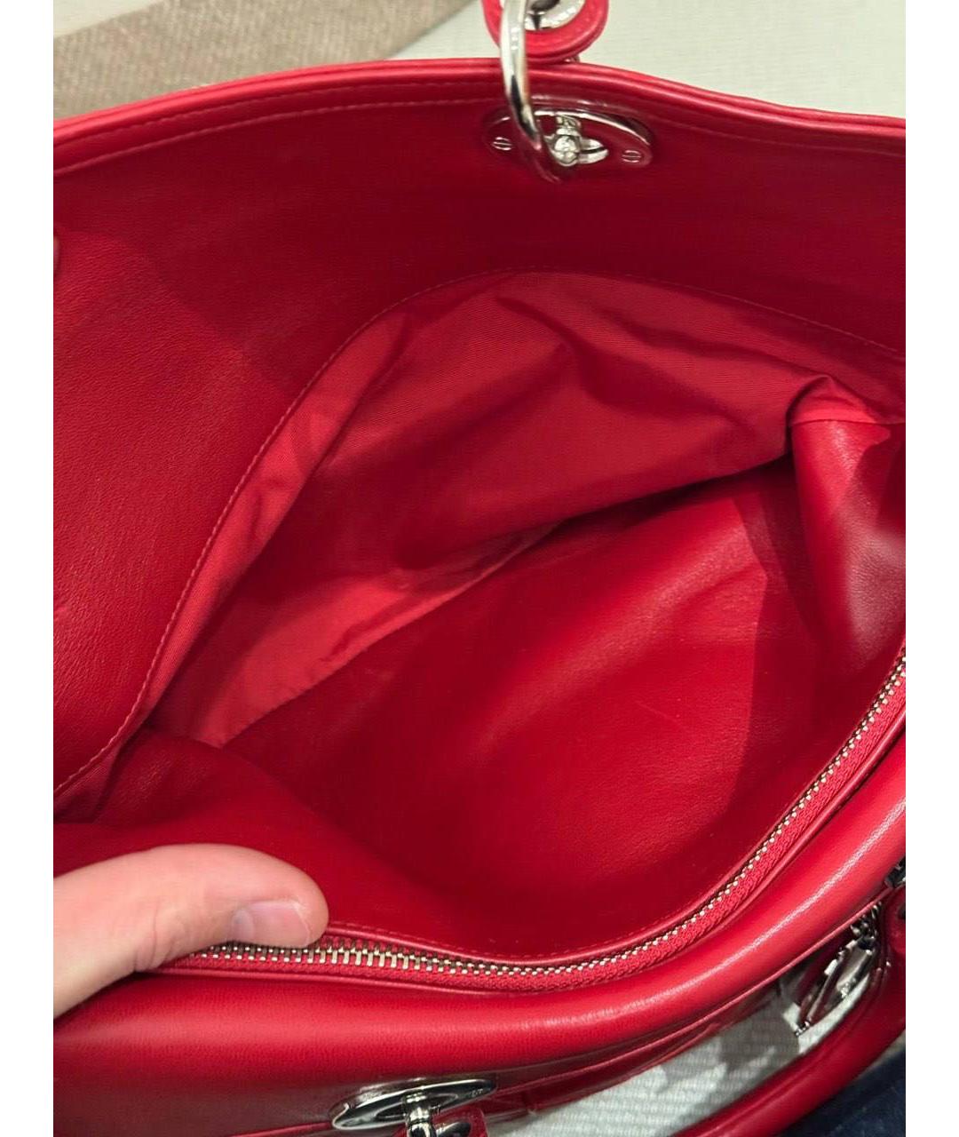 CHRISTIAN DIOR Красная кожаная сумка с короткими ручками, фото 6