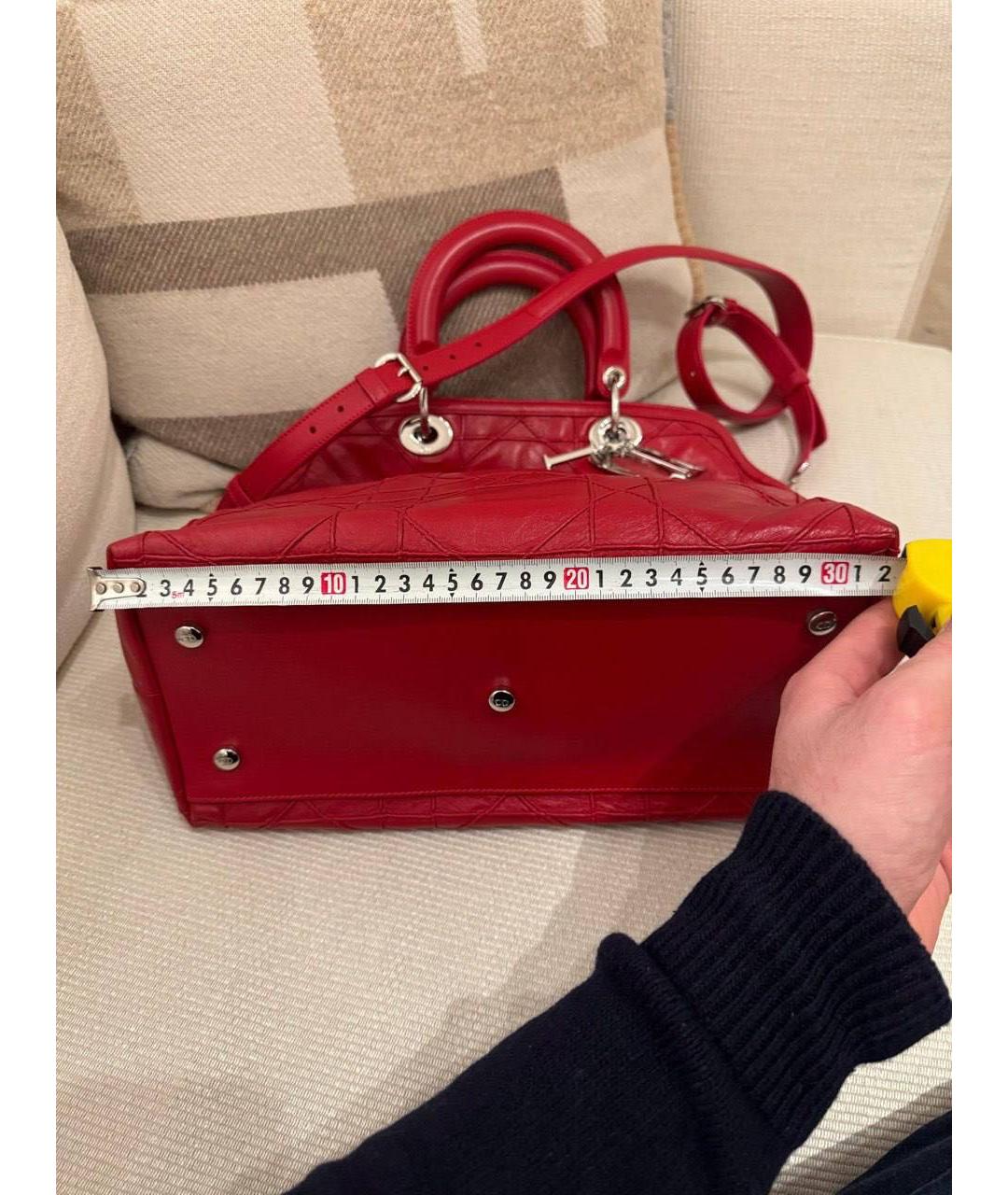 CHRISTIAN DIOR Красная кожаная сумка с короткими ручками, фото 4