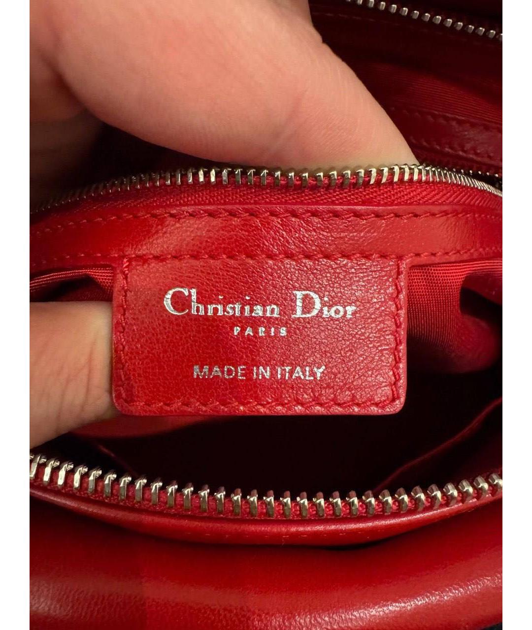 CHRISTIAN DIOR Красная кожаная сумка с короткими ручками, фото 8