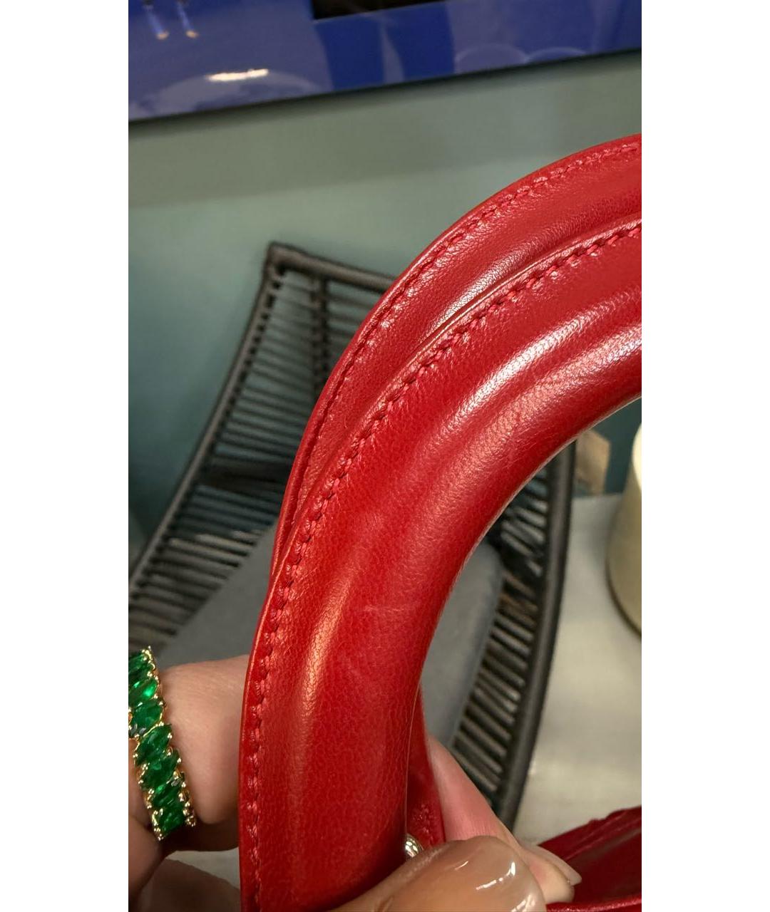 CHRISTIAN DIOR Красная кожаная сумка с короткими ручками, фото 3