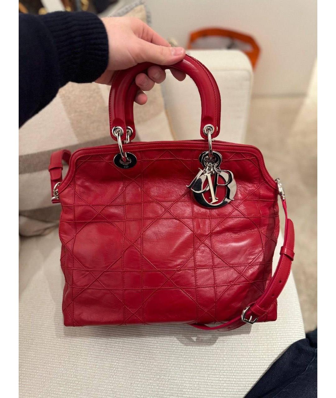 CHRISTIAN DIOR Красная кожаная сумка с короткими ручками, фото 9