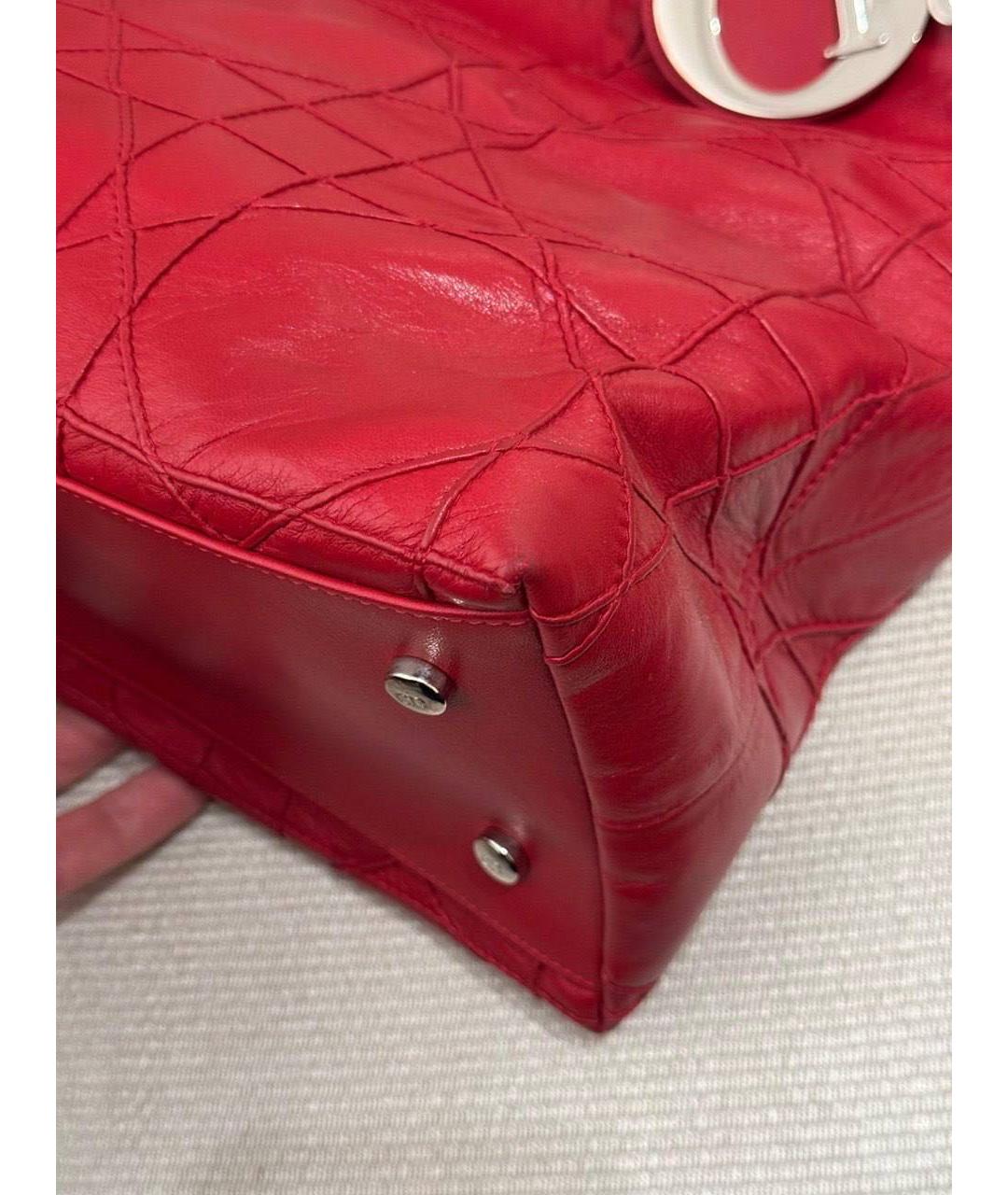 CHRISTIAN DIOR Красная кожаная сумка с короткими ручками, фото 2