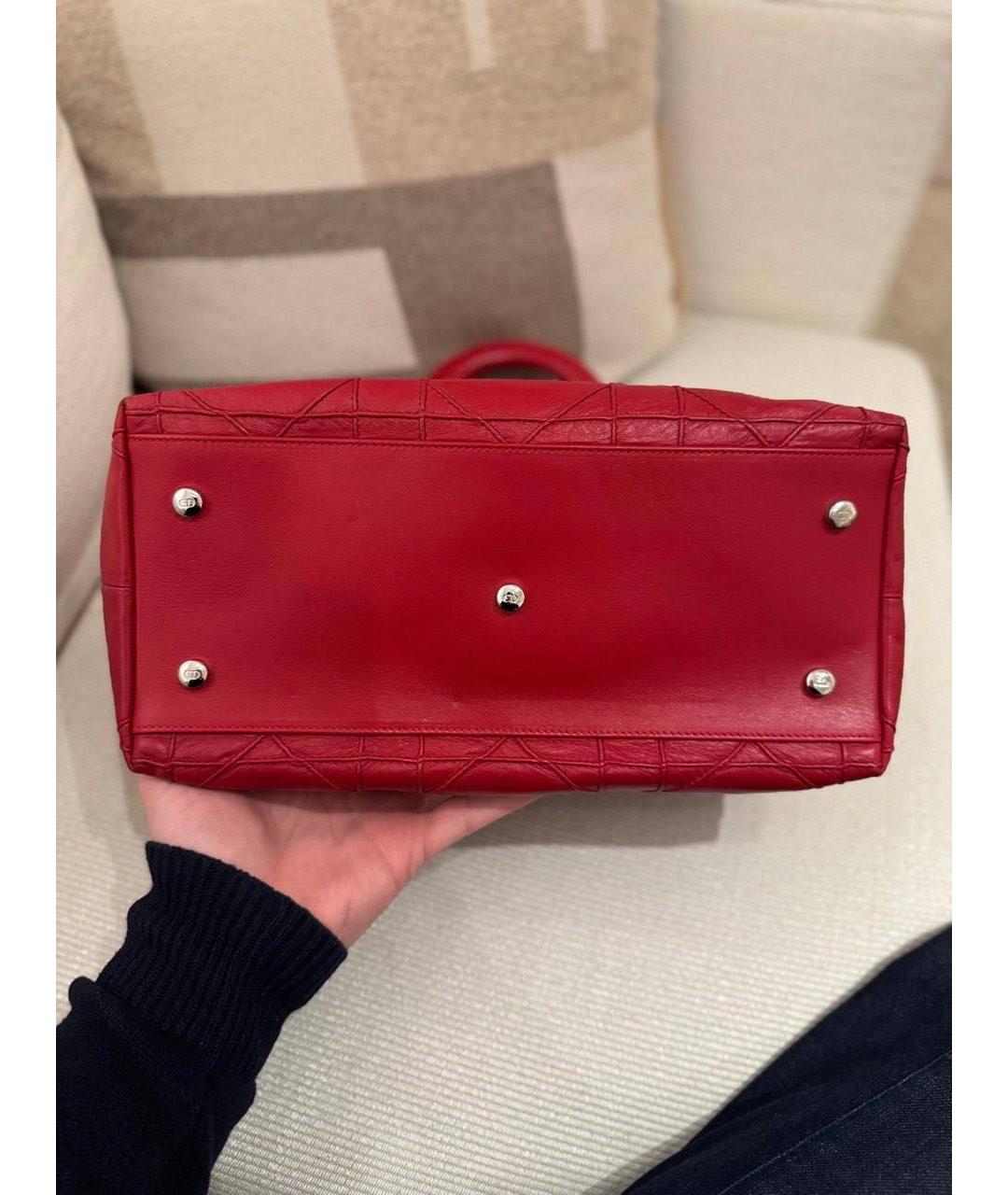 CHRISTIAN DIOR Красная кожаная сумка с короткими ручками, фото 7