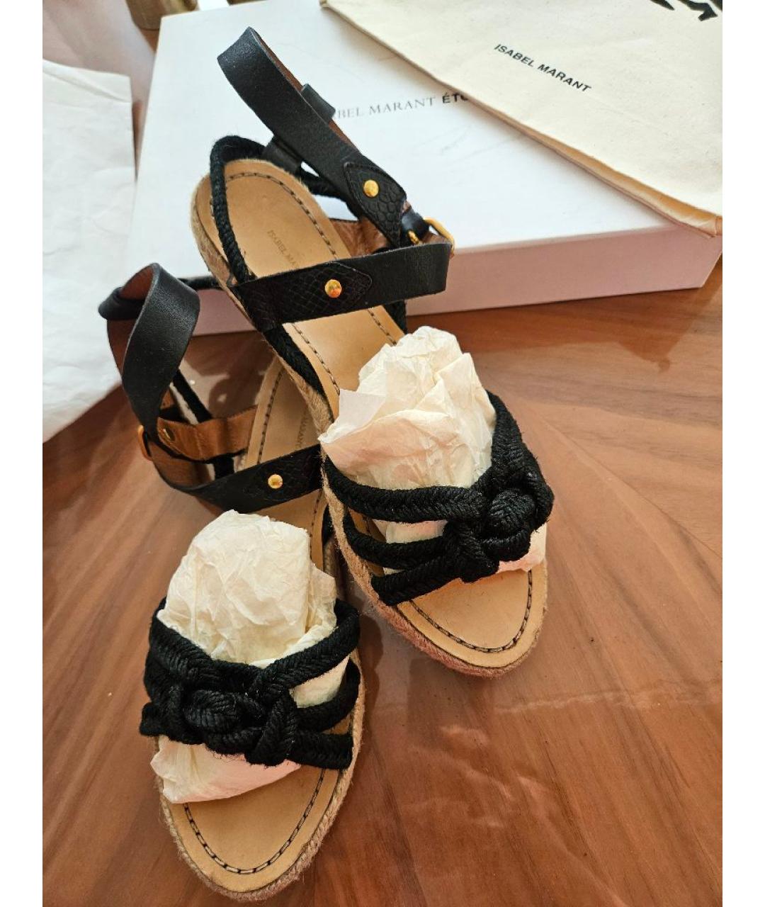 ISABEL MARANT Черные кожаные сандалии, фото 7