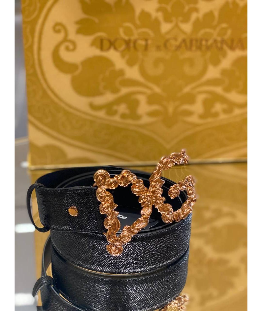 DOLCE&GABBANA Черный кожаный ремень, фото 4