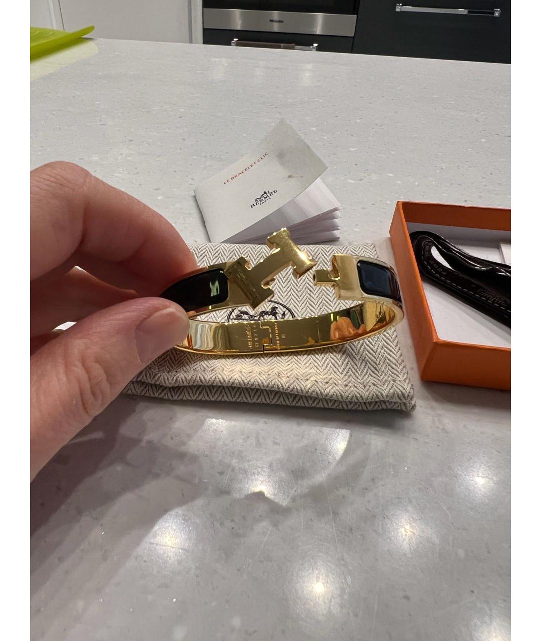 HERMES Черный металлический браслет, фото 2