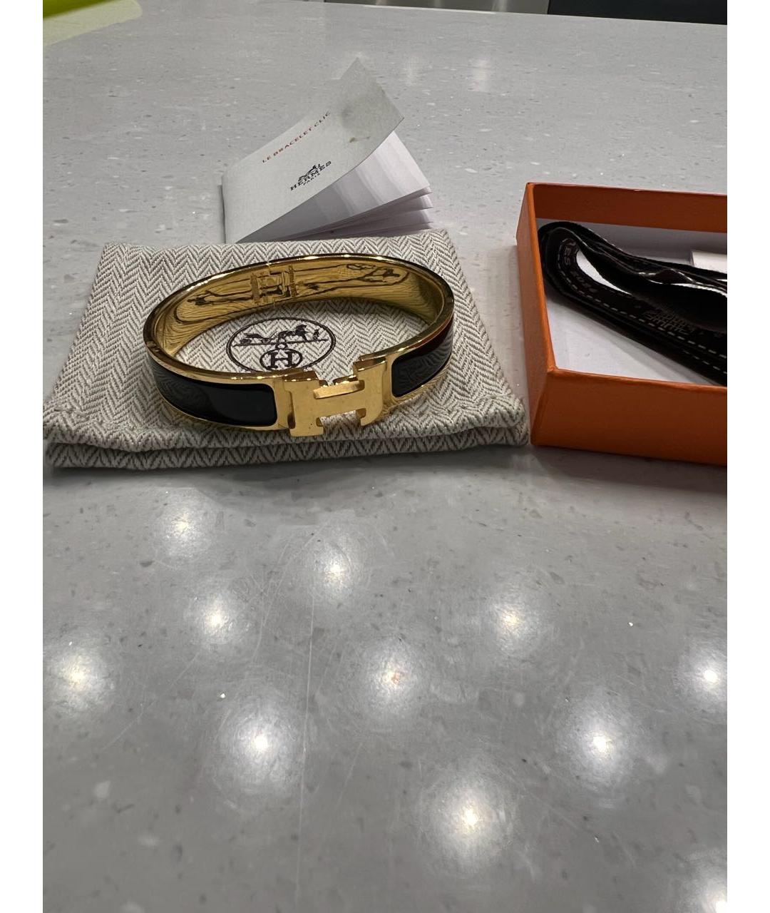 HERMES Черный металлический браслет, фото 4