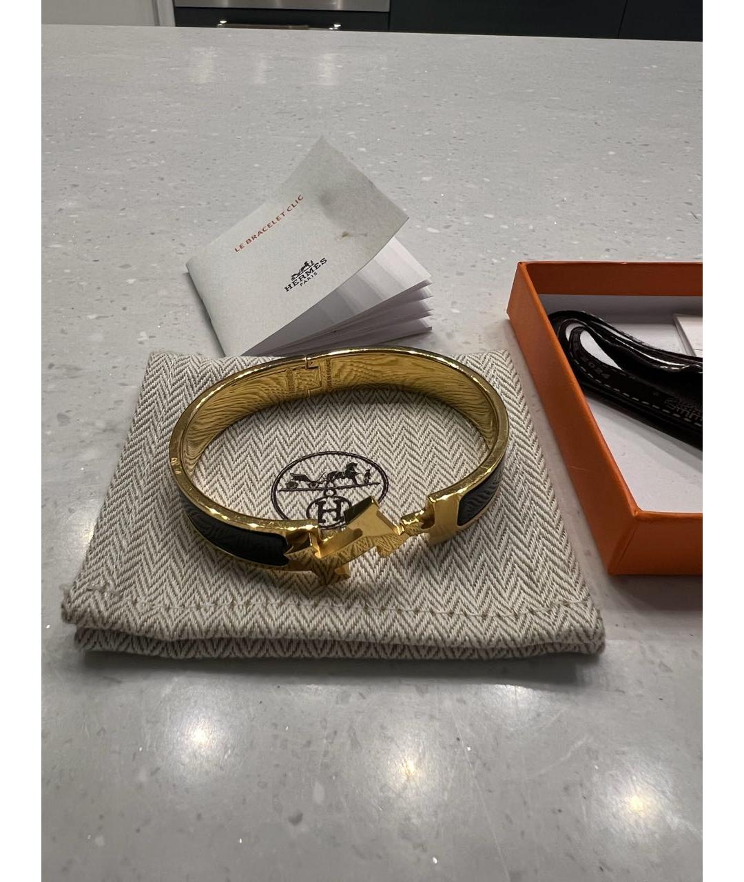 HERMES Черный металлический браслет, фото 9