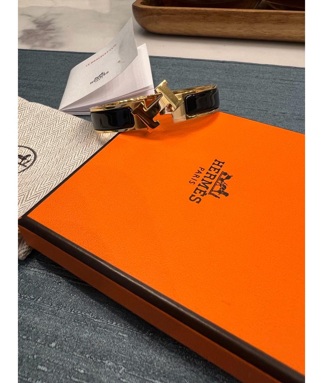 HERMES Черный металлический браслет, фото 7