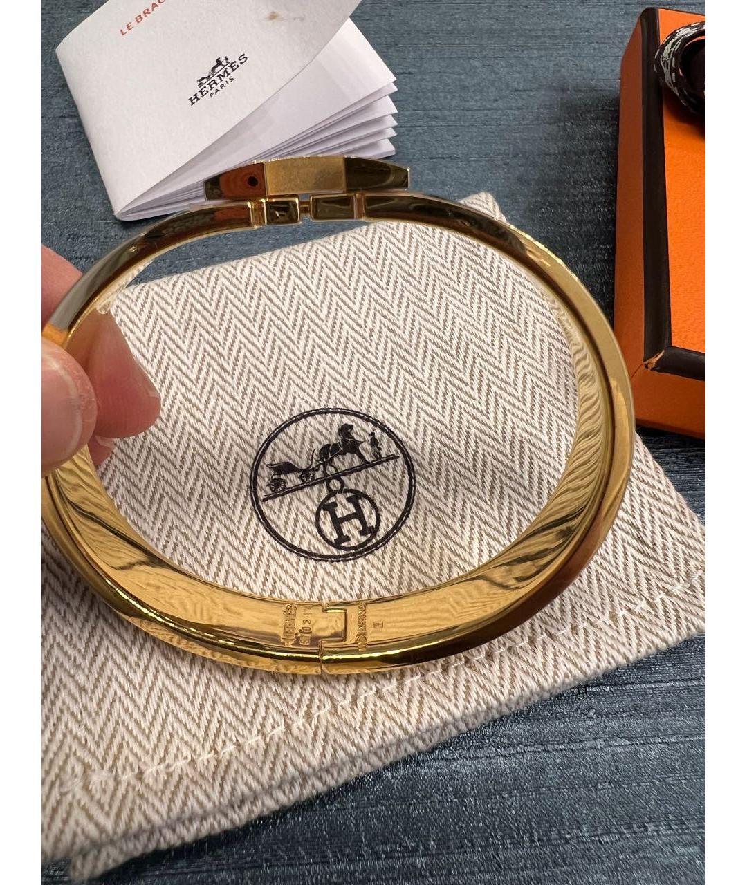 HERMES Черный металлический браслет, фото 5