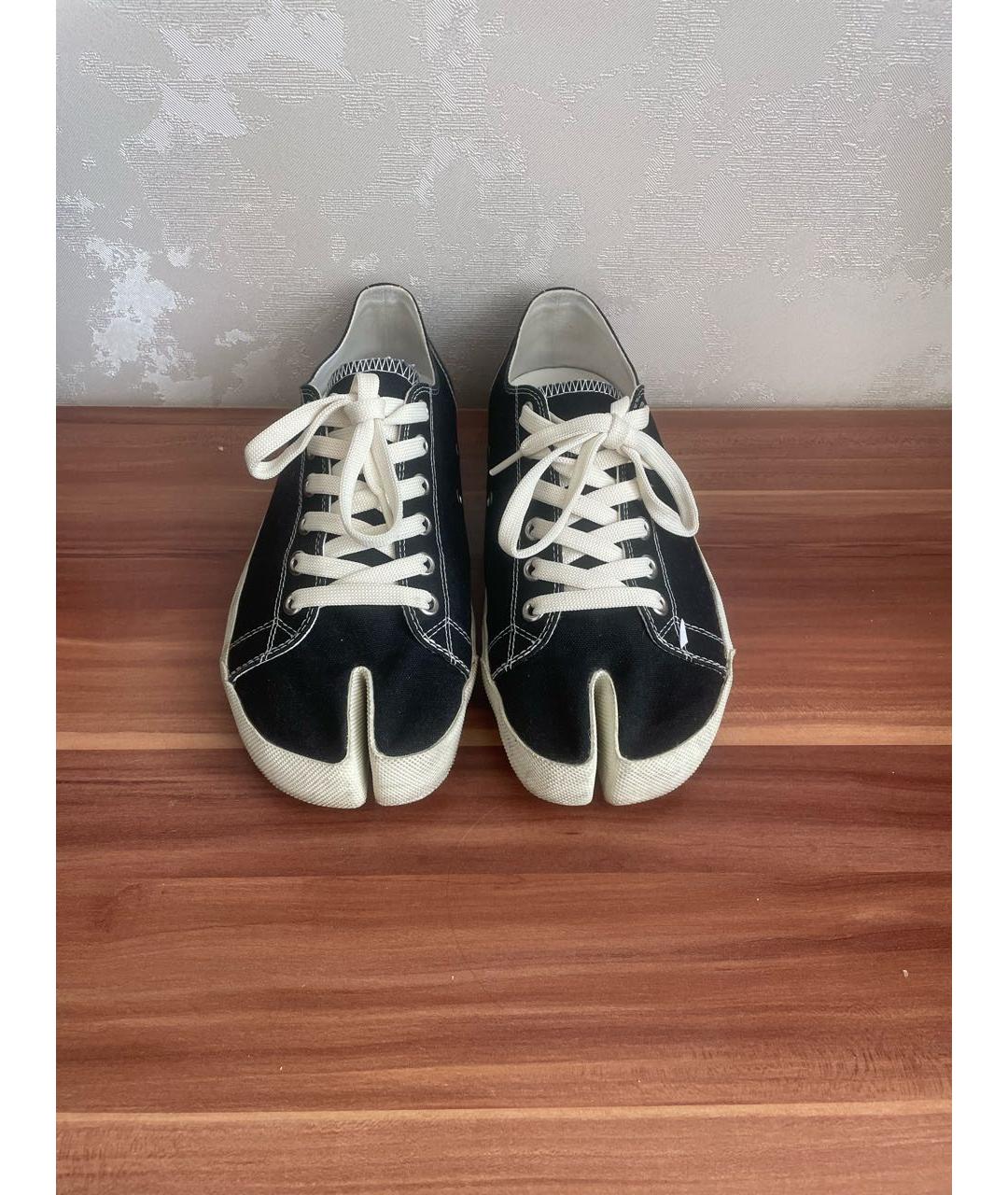 MAISON MARGIELA Черные текстильные низкие кроссовки / кеды, фото 2