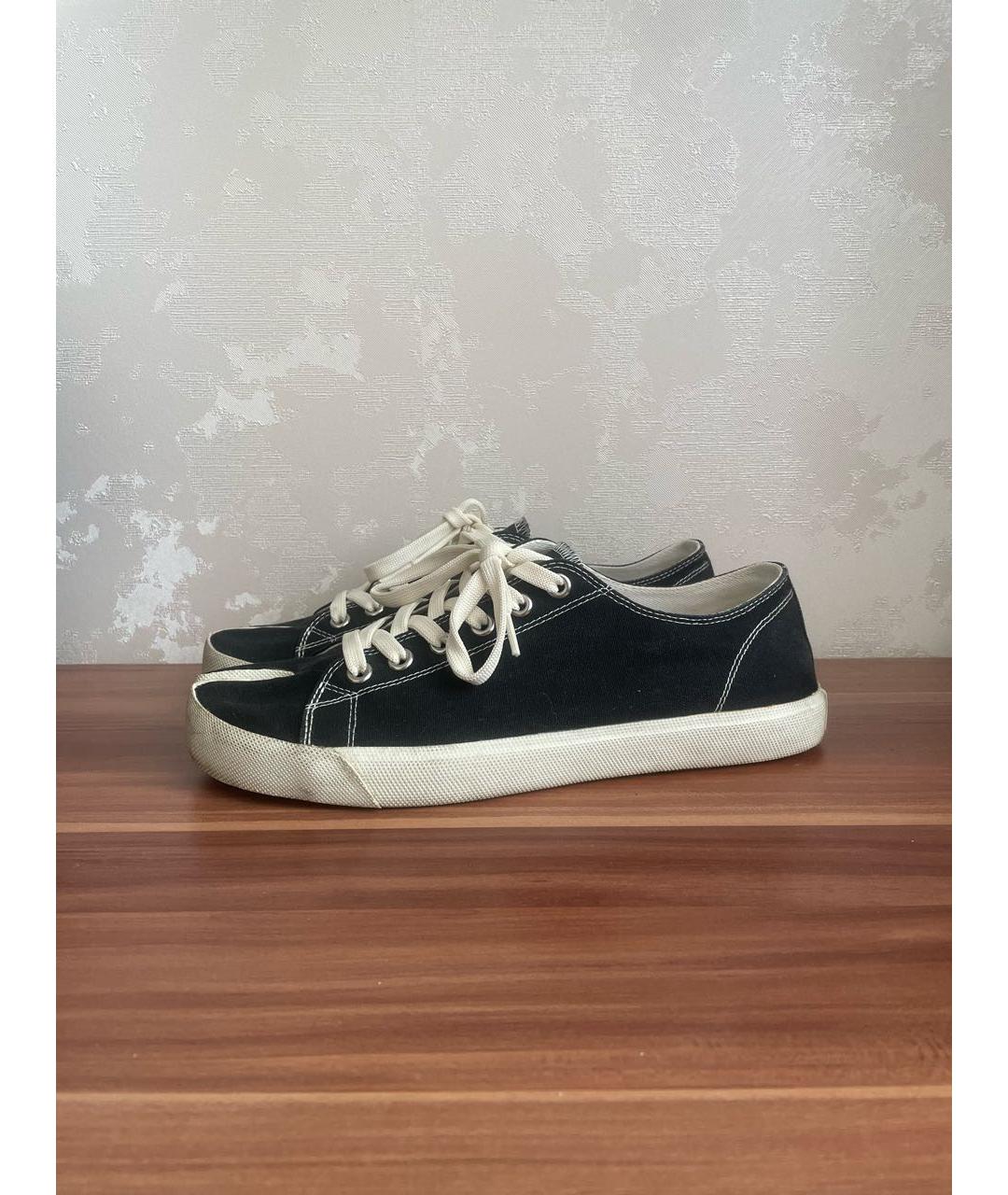 MAISON MARGIELA Черные текстильные низкие кроссовки / кеды, фото 4