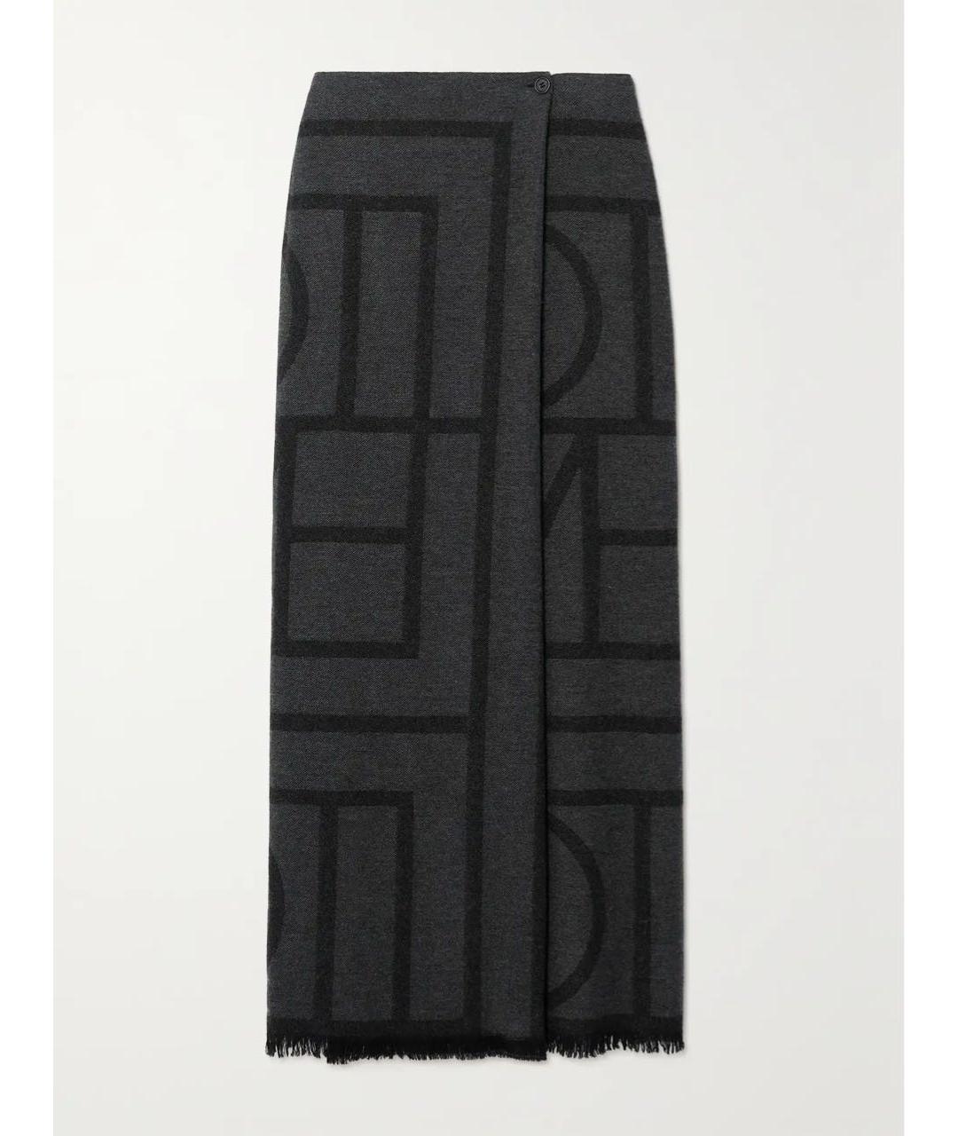 TOTEME Серая шерстяная юбка макси, фото 4