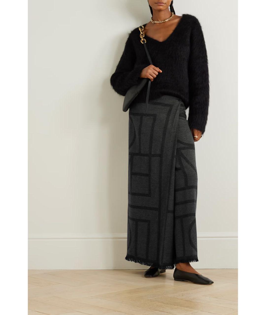 TOTEME Серая шерстяная юбка макси, фото 2