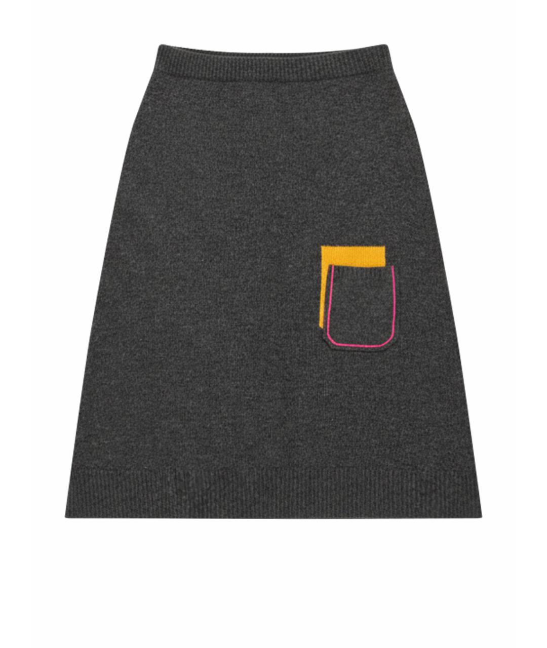 MARNI Серая шерстяная юбка миди, фото 1
