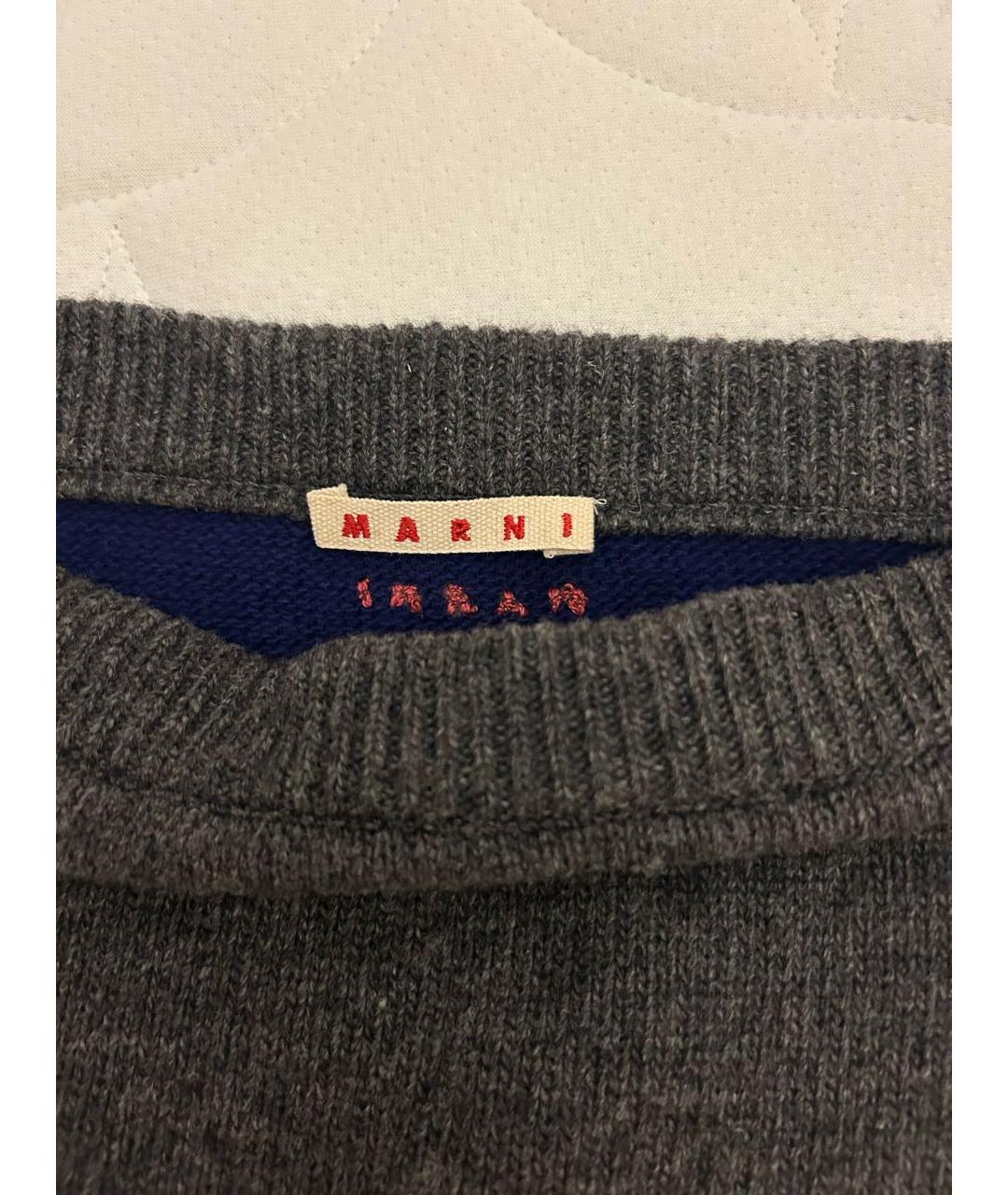 MARNI Серая шерстяная юбка миди, фото 4
