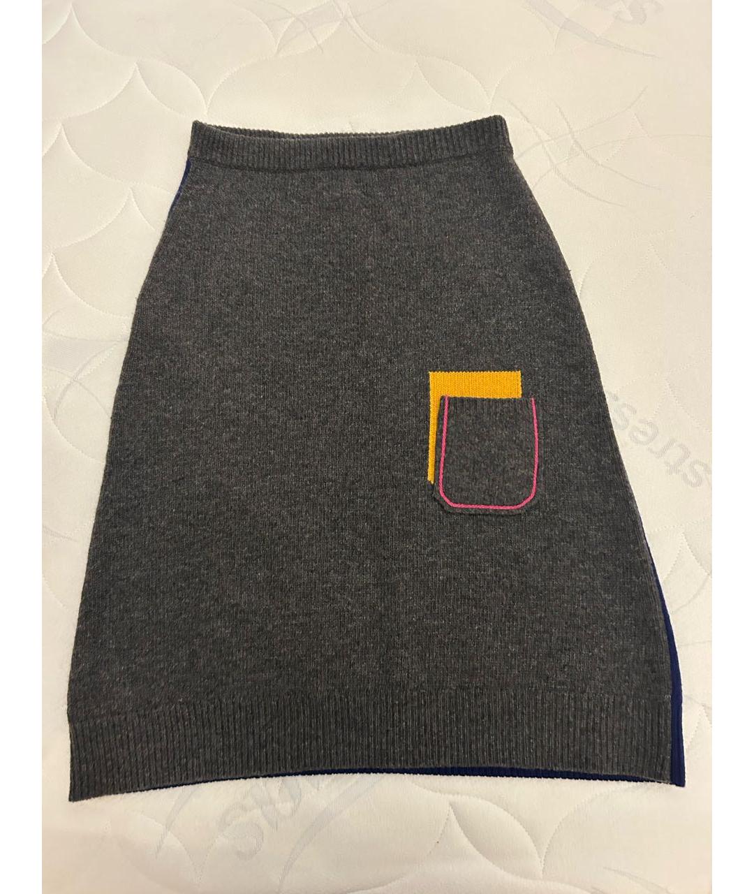 MARNI Серая шерстяная юбка миди, фото 6