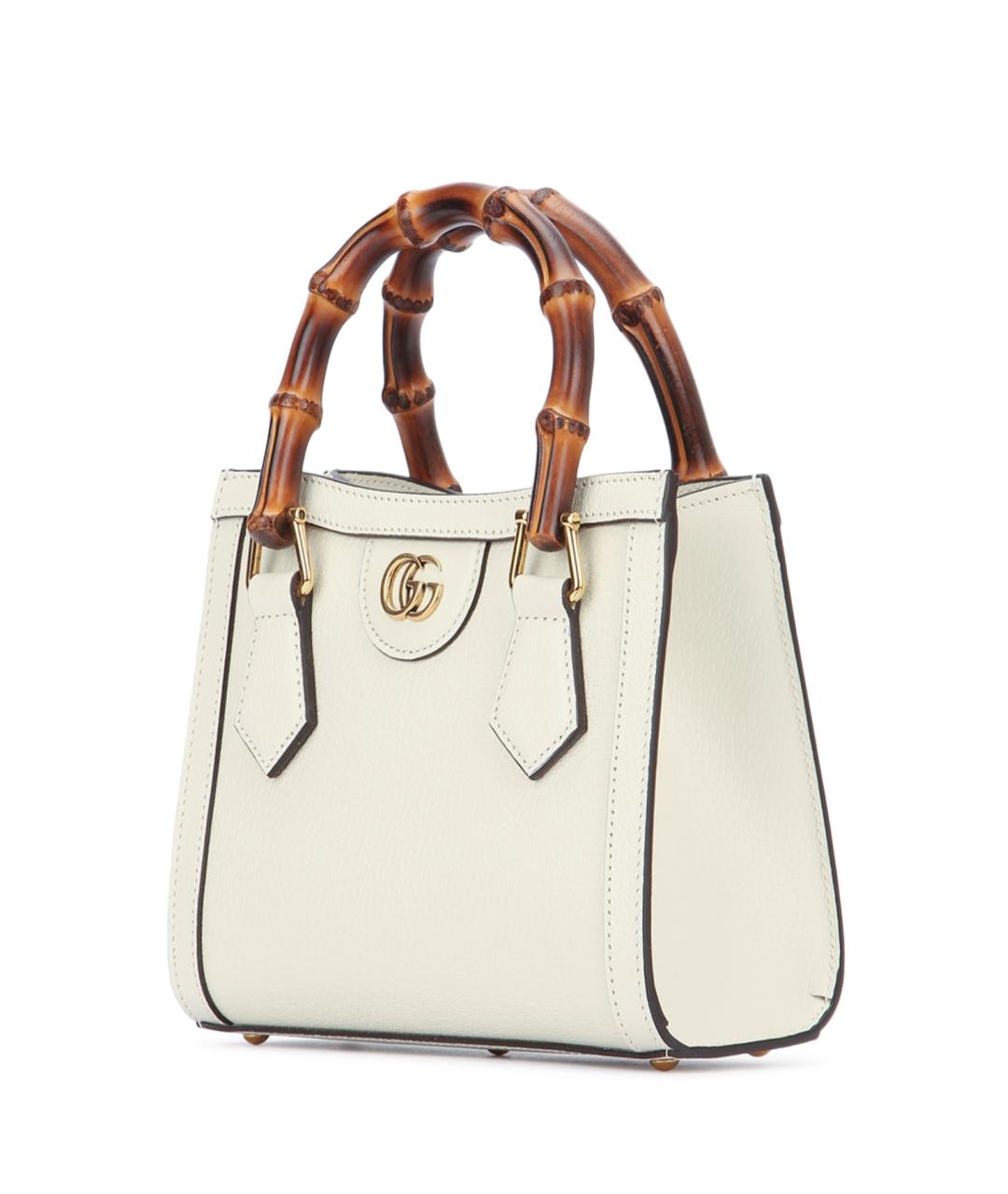 GUCCI Белая кожаная сумка тоут, фото 2