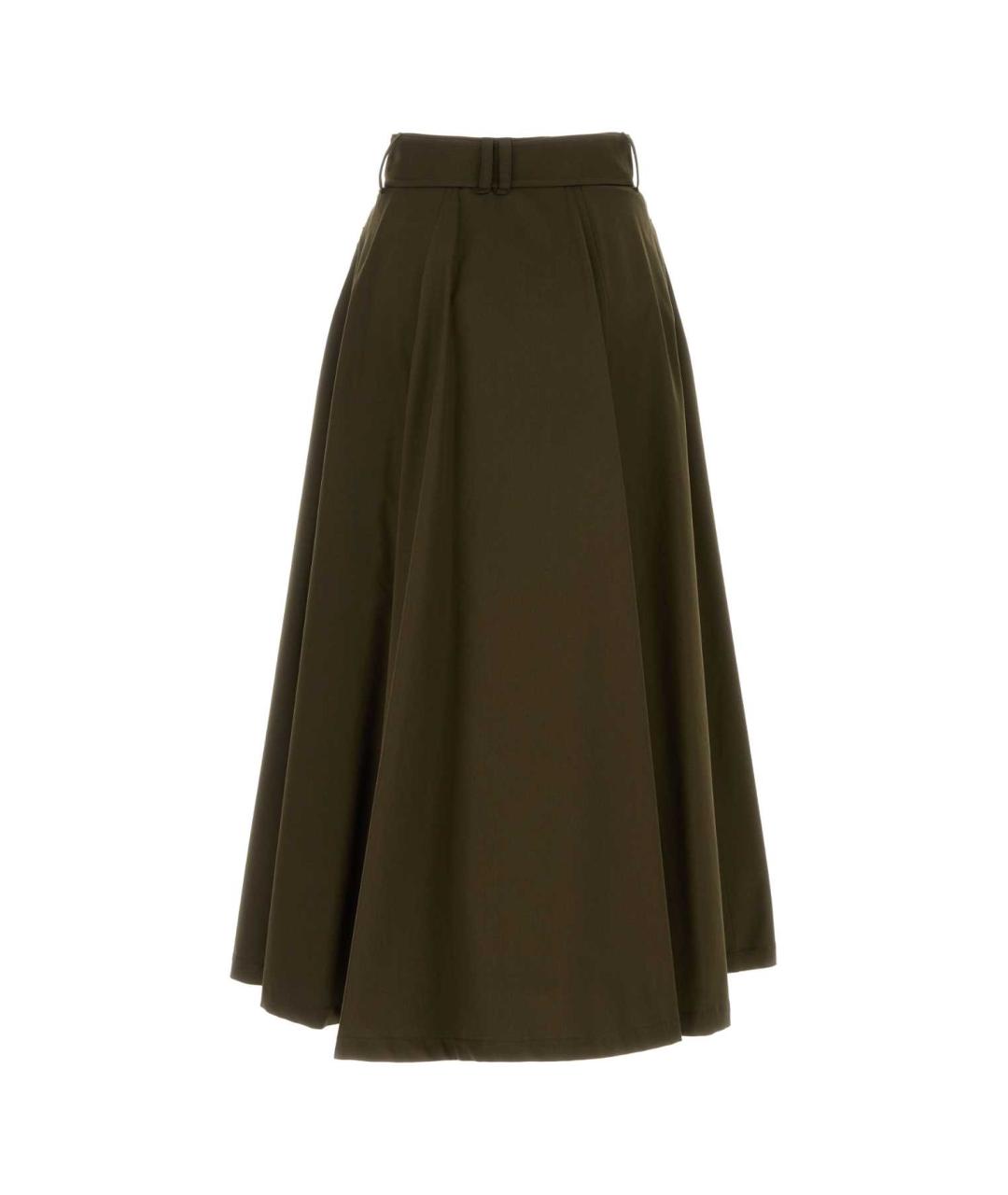 BURBERRY Зеленая хлопковая юбка миди, фото 2