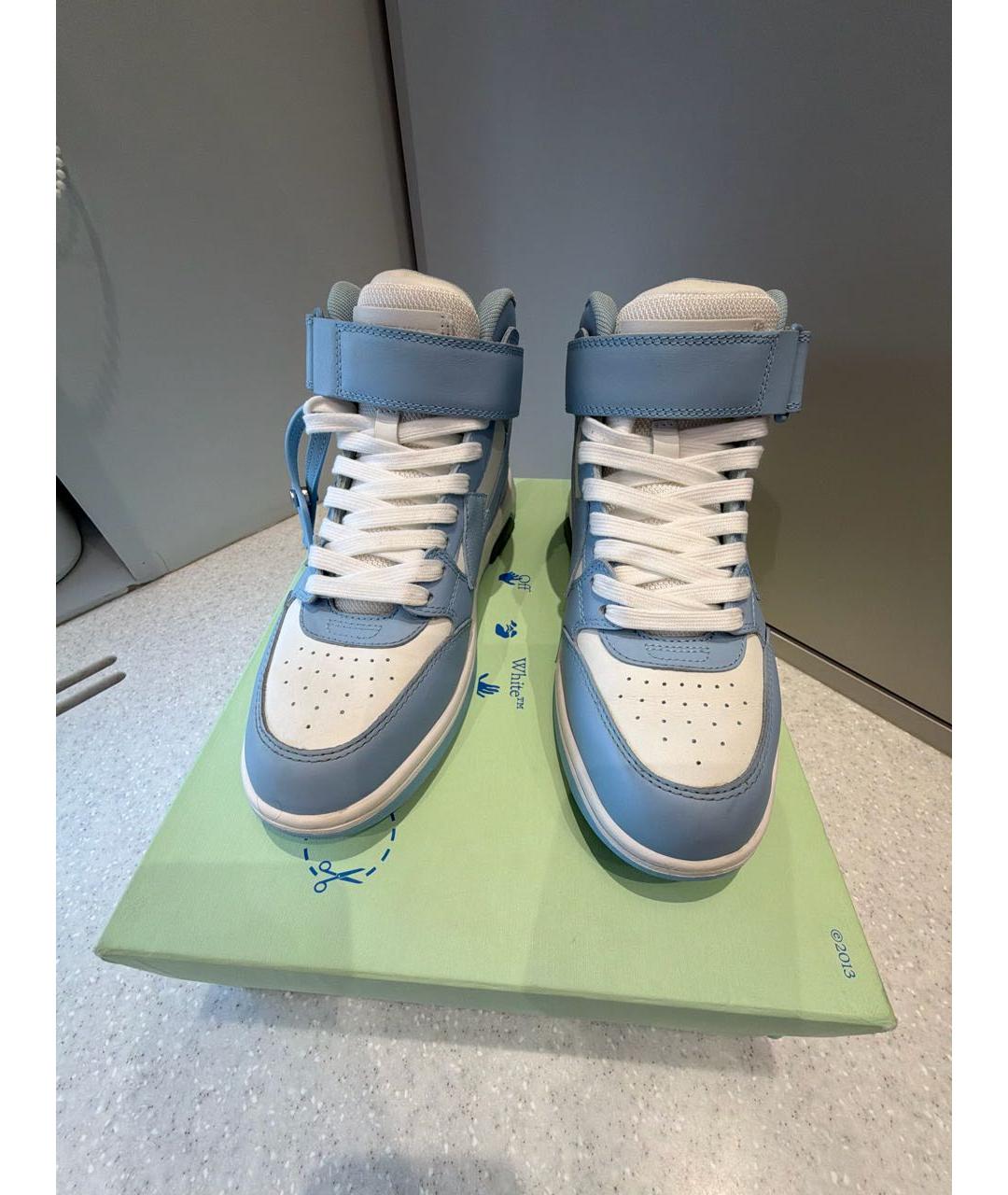 OFF-WHITE Голубые кожаные кроссовки, фото 2