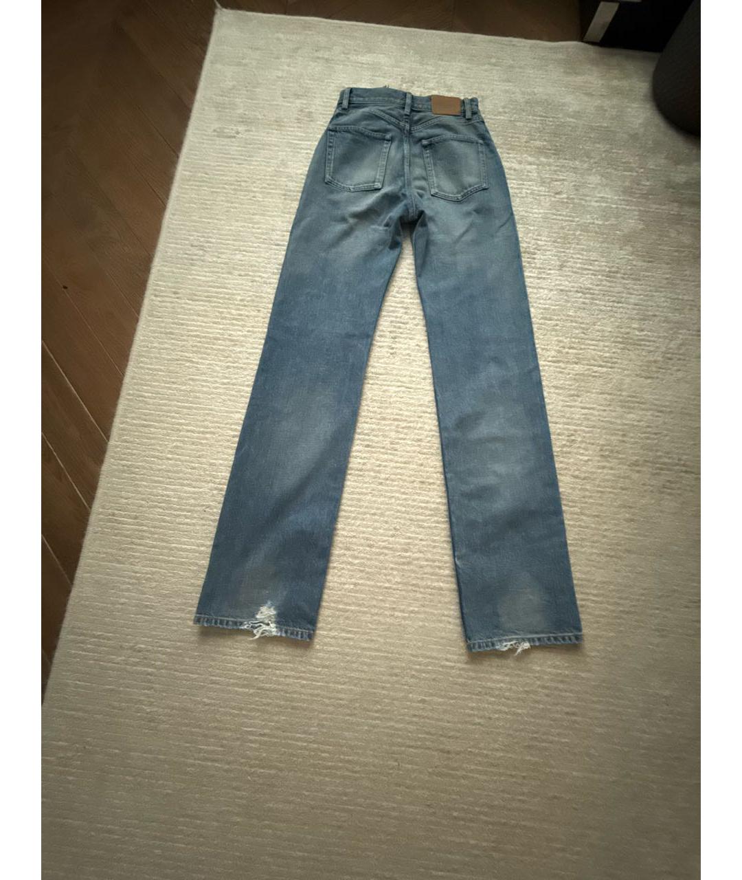 SAINT LAURENT Голубые хлопковые прямые джинсы, фото 2